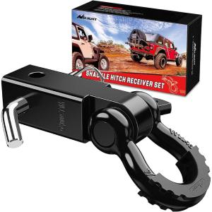 Nilight Heavy Duty Trailer Shackle Kit for Double Eye Springs Fits 3.5K–5.2K Axles Dual-Stage Anti-Rust Coated Complete Installation Hardware Included Durable Suspension Repair Parts Black(Black)