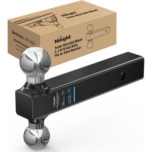 Nilight Heavy Duty Trailer Shackle Kit for Double Eye Springs Fits 3.5K–5.2K Axles Dual-Stage Anti-Rust Coated Complete Installation Hardware Included Durable Suspension Repair Parts Black(2″ hitch 2 ball)