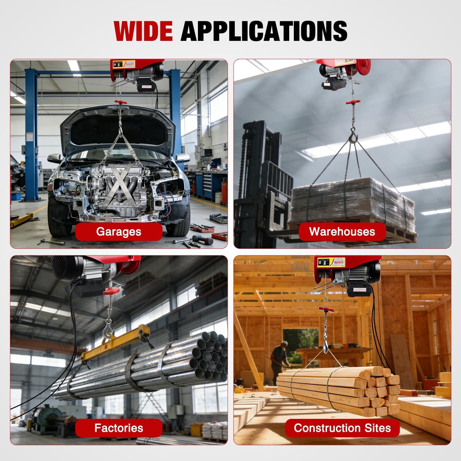 image:imageNilight 1760LBS Electric Hoist 110V Electric Hoist Winch with Wireless Remote Control SingleDouble Slings 39FT Lifting Height Material Handling Tool for Garage Warehouses Factory Attic Ceiling Crane440LBS Wireless Wired Remote