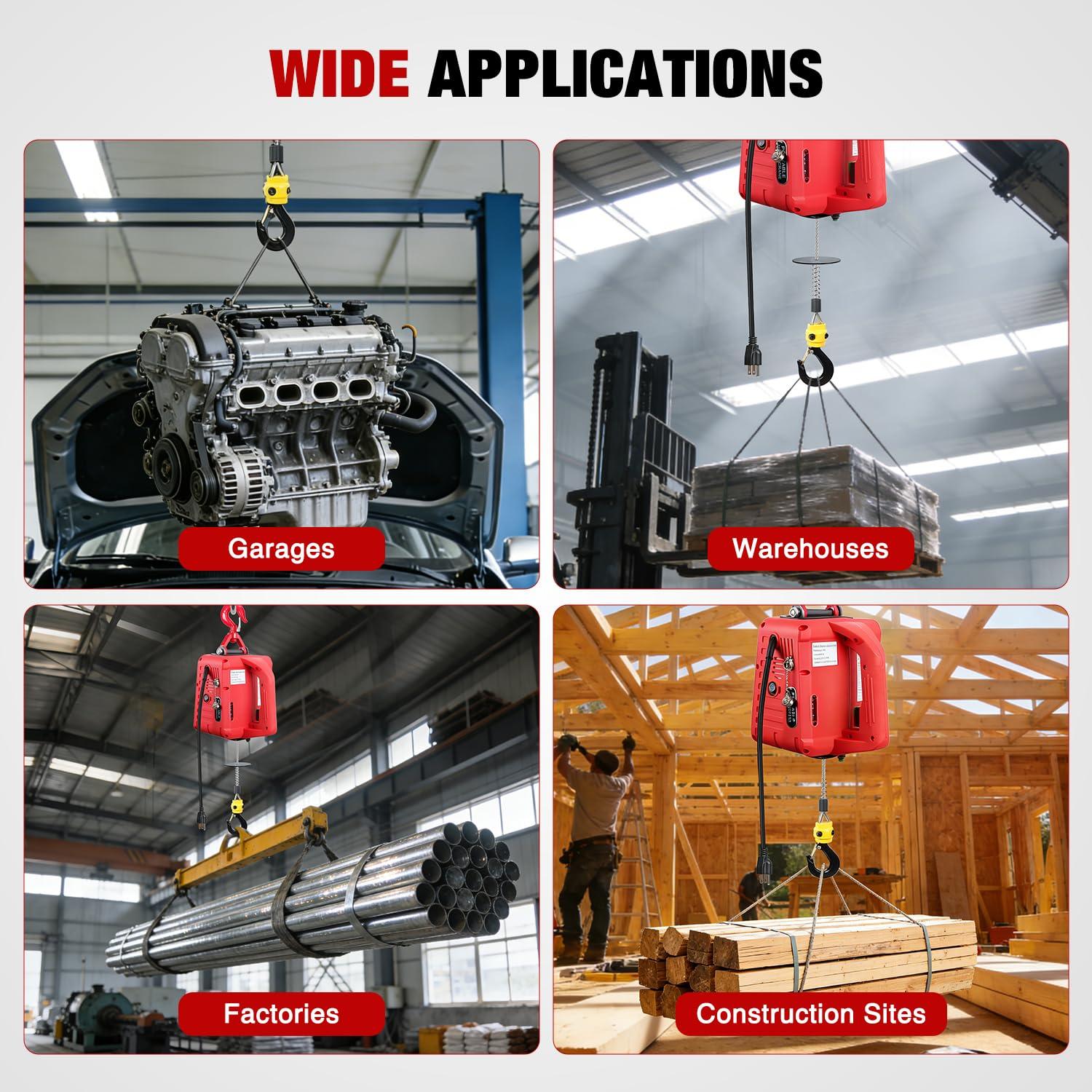 image:imageNilight 3in1 Electric Hoist Winch 1100LBS 1500W Portable Power Winch Crane with Manual Wired Wireless Remote Control 110V Electric Hoist 25FT Lifting Height for Garage Warehouses Factories Orange660LBS 3in1 Red