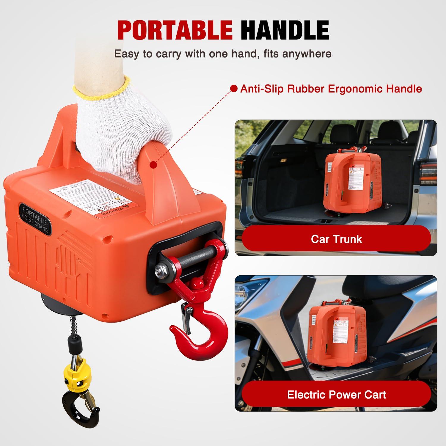 image:imageNilight 3in1 Electric Hoist Winch 1100LBS 1500W Portable Power Winch Crane with Manual Wired Wireless Remote Control 110V Electric Hoist 25FT Lifting Height for Garage Warehouses Factories Orange1100LBS 3in1 Orange