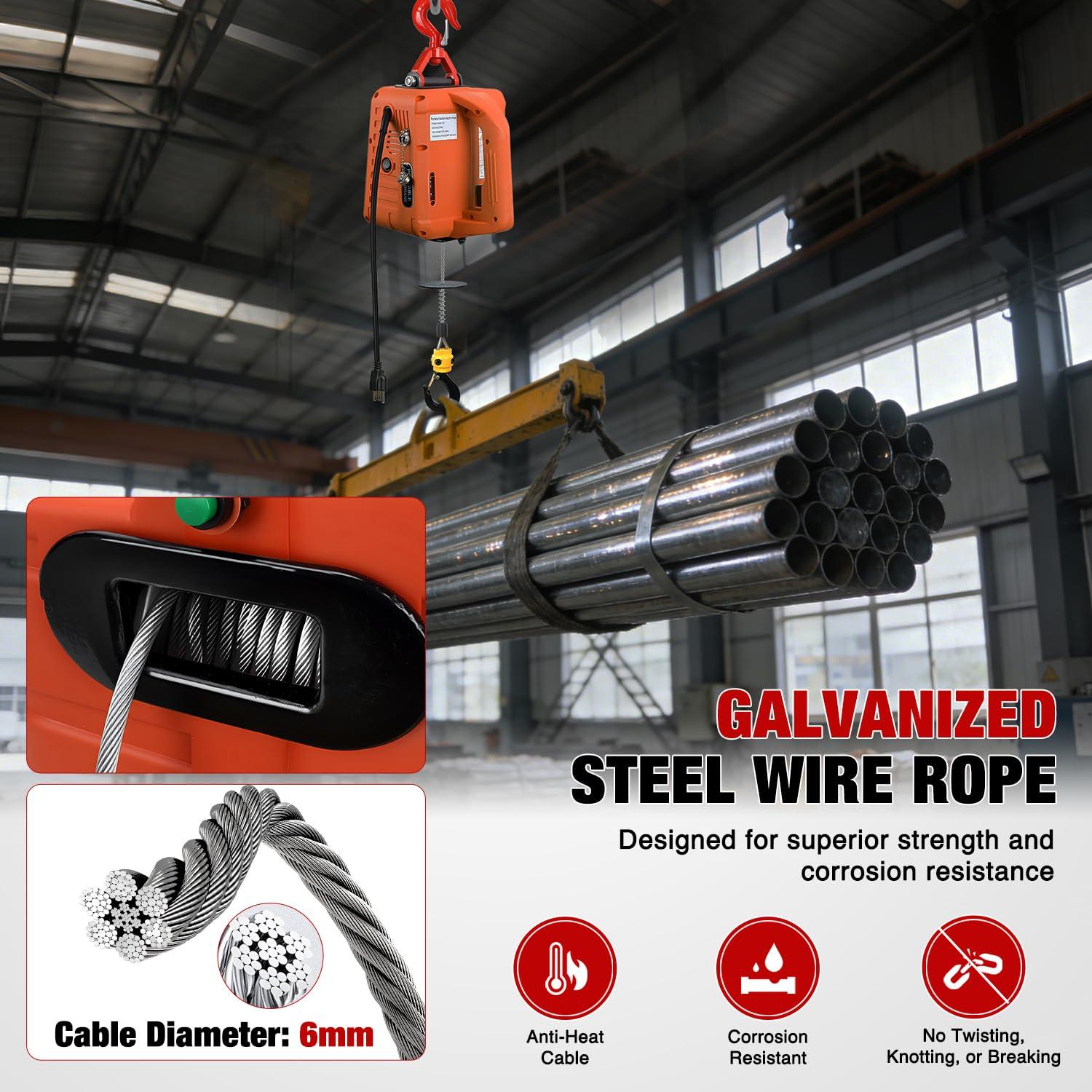 image:imageNilight 3in1 Electric Hoist Winch 1100LBS 1500W Portable Power Winch Crane with Manual Wired Wireless Remote Control 110V Electric Hoist 25FT Lifting Height for Garage Warehouses Factories Orange1100LBS 3in1 Orange