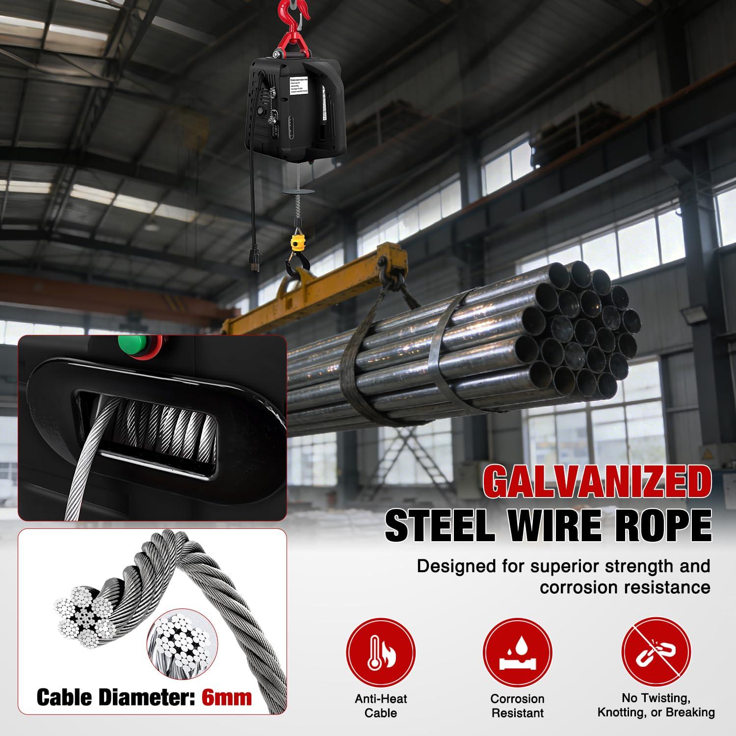 image:imageNilight 3in1 Electric Hoist Winch 1100LBS 1500W Portable Power Winch Crane with Manual Wired Wireless Remote Control 110V Electric Hoist 25FT Lifting Height for Garage Warehouses Factories Orange1100LBS 3in1 Black