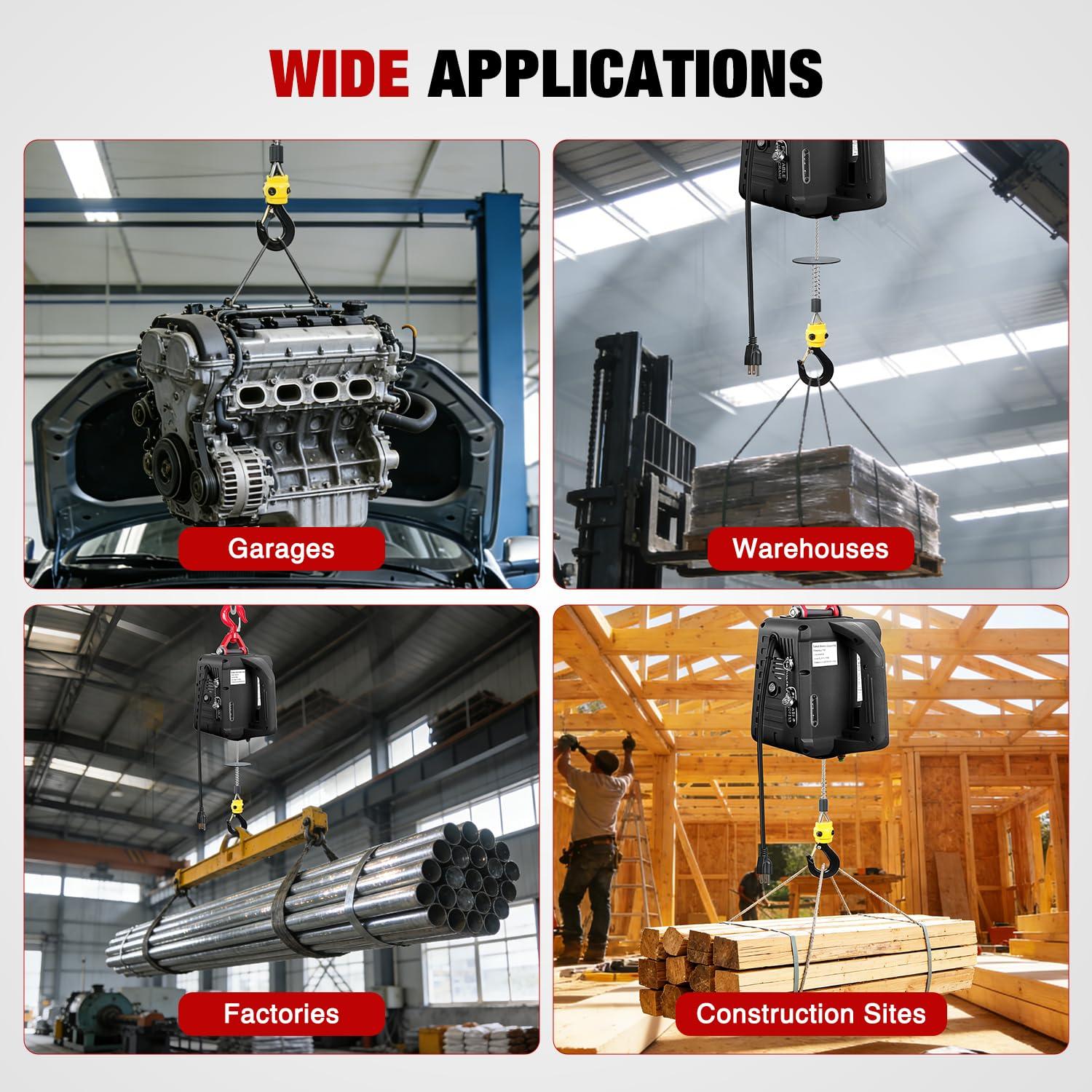 image:imageNilight 3in1 Electric Hoist Winch 1100LBS 1500W Portable Power Winch Crane with Manual Wired Wireless Remote Control 110V Electric Hoist 25FT Lifting Height for Garage Warehouses Factories Orange1100LBS 3in1 Black