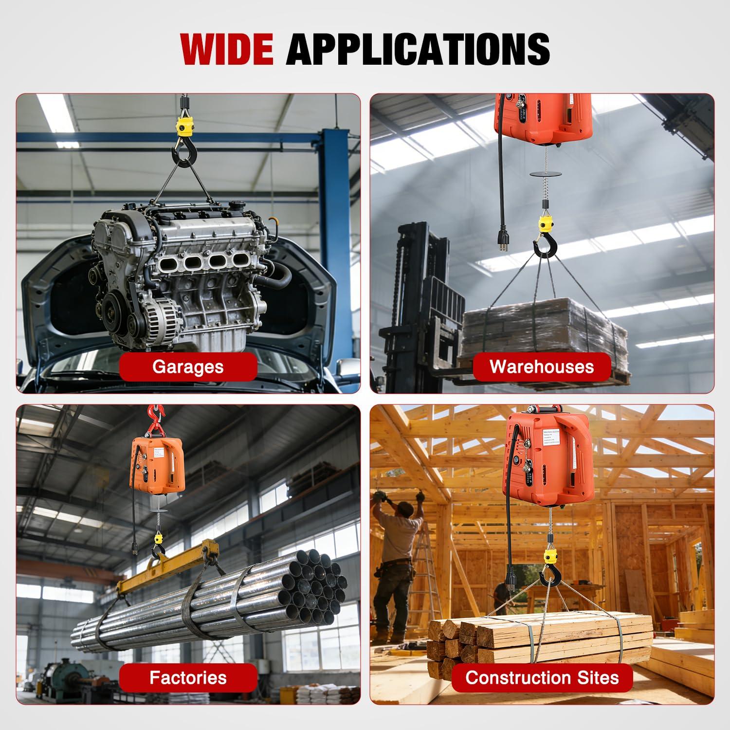 image:imageNilight 3in1 Electric Hoist Winch 1100LBS 1500W Portable Power Winch Crane with Manual Wired Wireless Remote Control 110V Electric Hoist 25FT Lifting Height for Garage Warehouses Factories Orange1100LBS 3in1 Orange