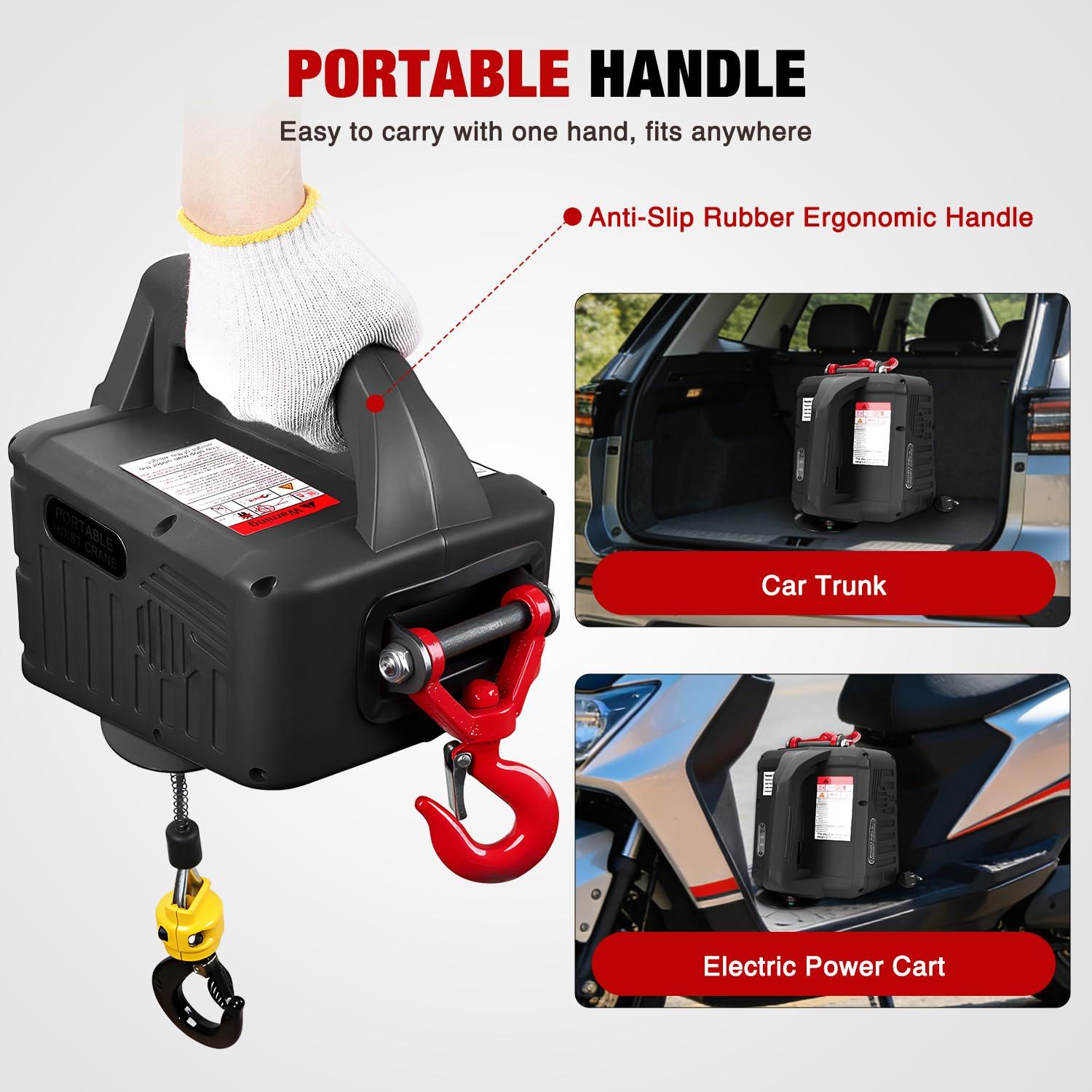 image:imageNilight 3in1 Electric Hoist Winch 1100LBS 1500W Portable Power Winch Crane with Manual Wired Wireless Remote Control 110V Electric Hoist 25FT Lifting Height for Garage Warehouses Factories Orange1100LBS 3in1 Black