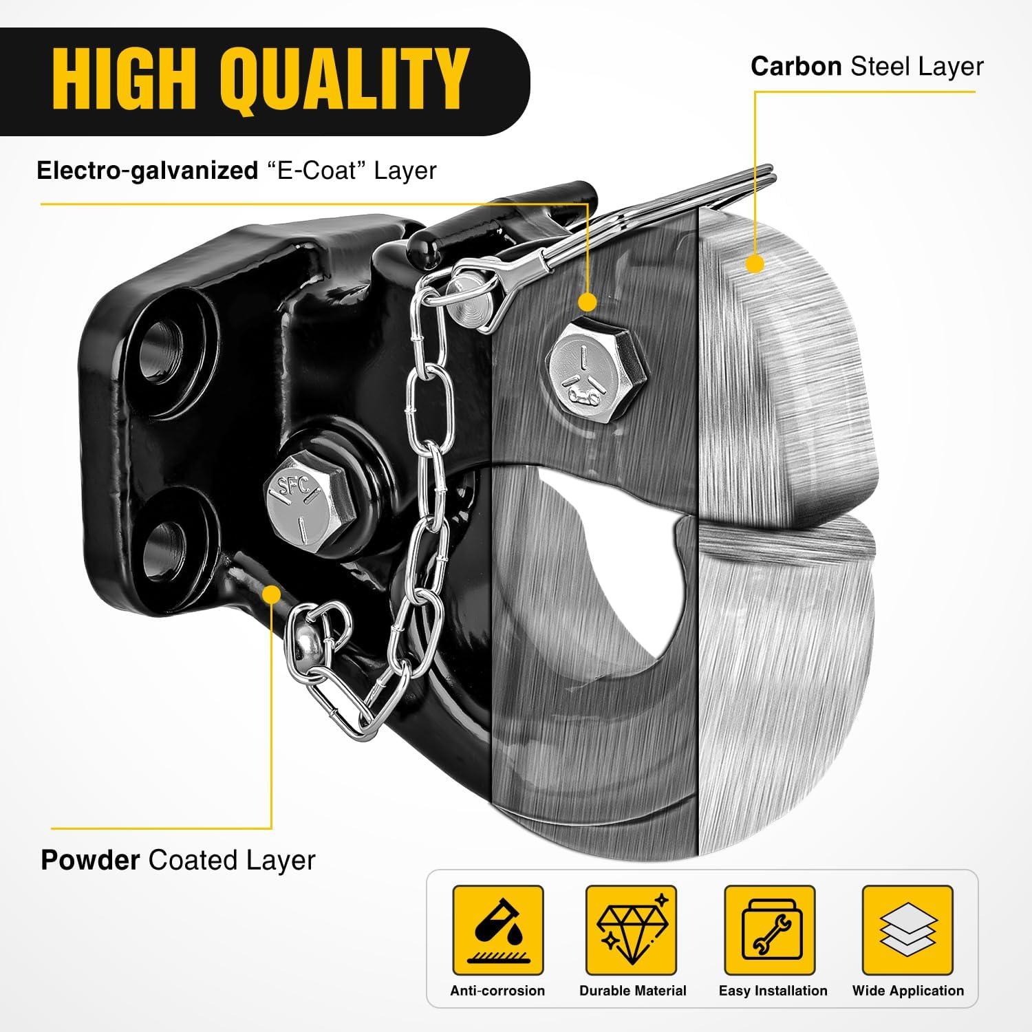image:imageNilight Heavy Duty Pintle Hitch Lunette Ring Tow Eye3 ID 26455 lbs12T CapacityBlack PowdercoatTrailers and Towing Accessories15Ton Capacity
