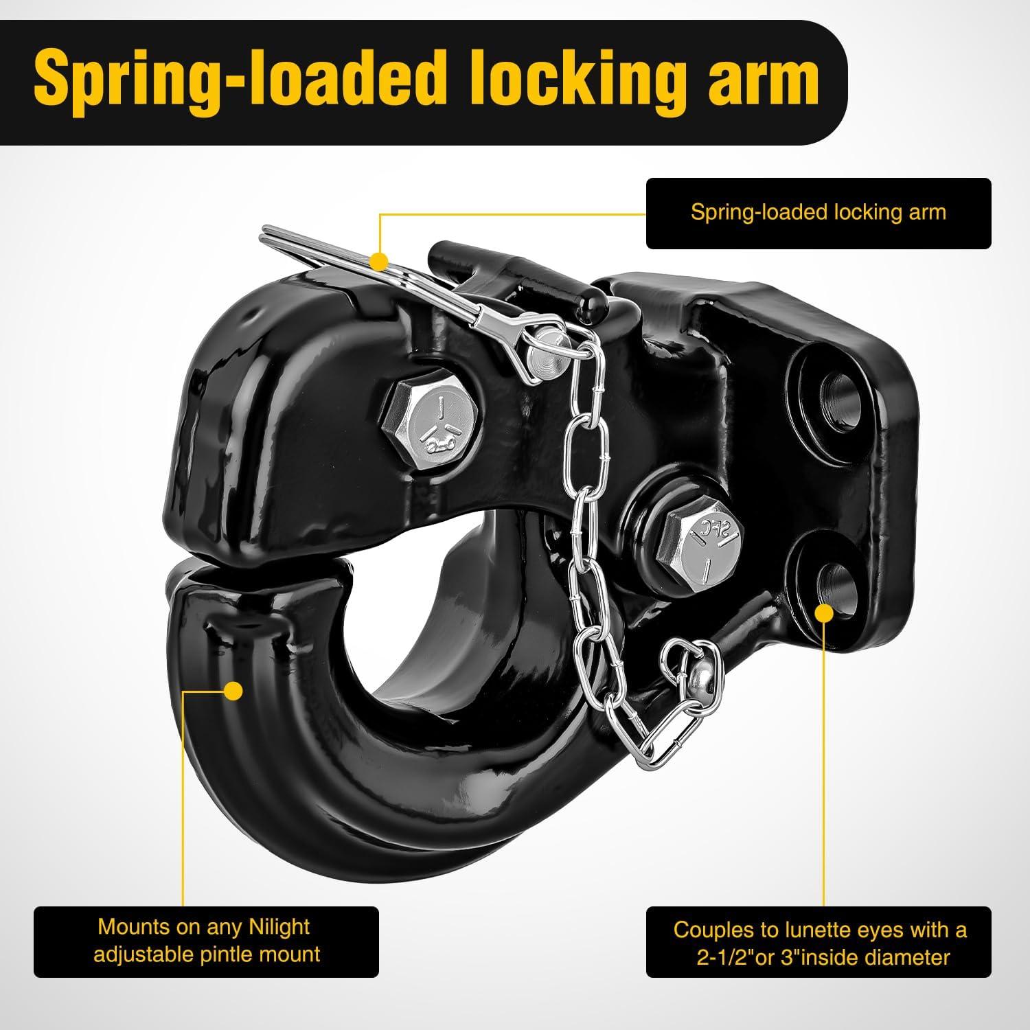 image:imageNilight Heavy Duty Pintle Hitch Lunette Ring Tow Eye3 ID 26455 lbs12T CapacityBlack PowdercoatTrailers and Towing Accessories20Ton Capacity