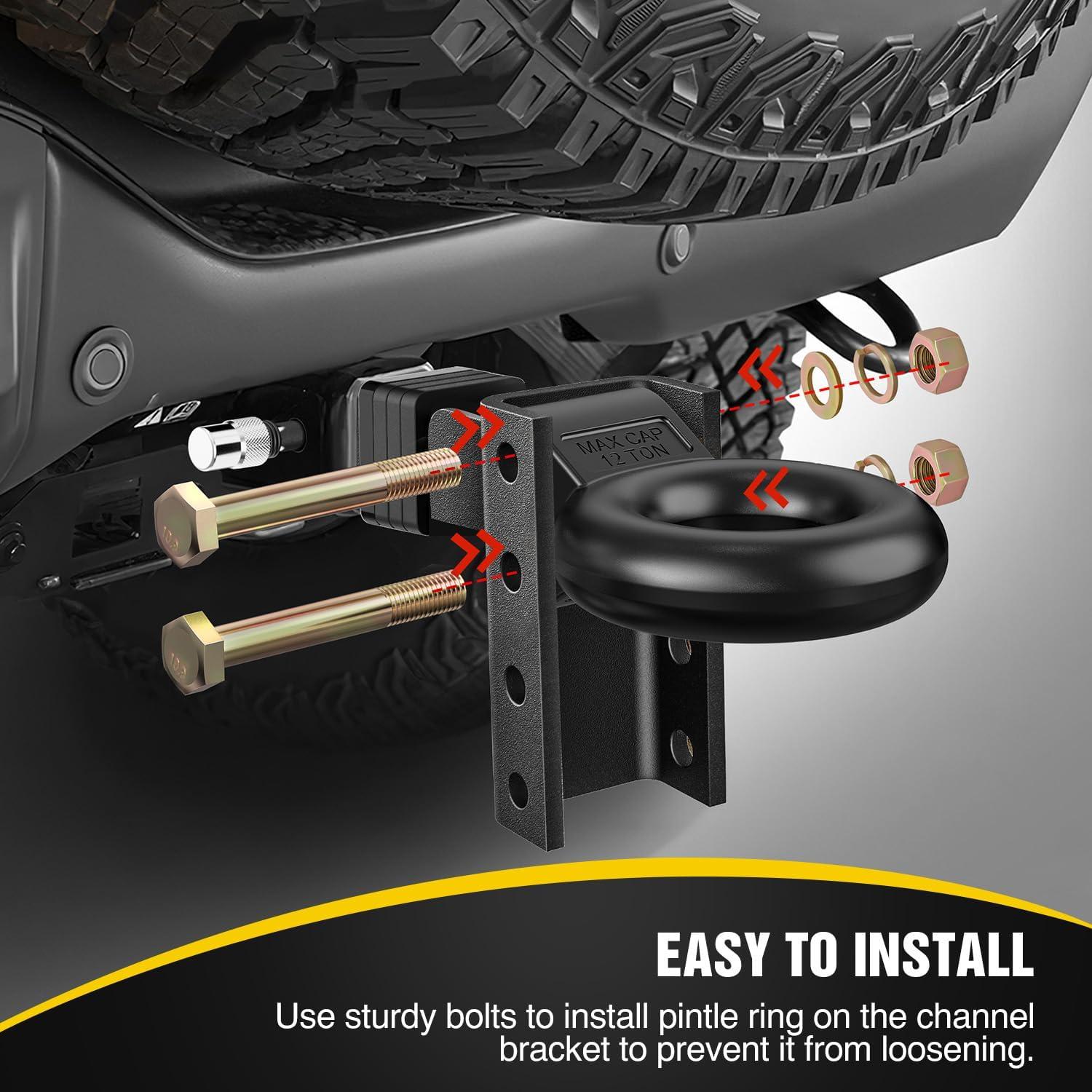 image:imageNilight Heavy Duty Pintle Hitch Lunette Ring Tow Eye3 ID 26455 lbs12T CapacityBlack PowdercoatTrailers and Towing Accessories3 ID 12Ton Tow Eye