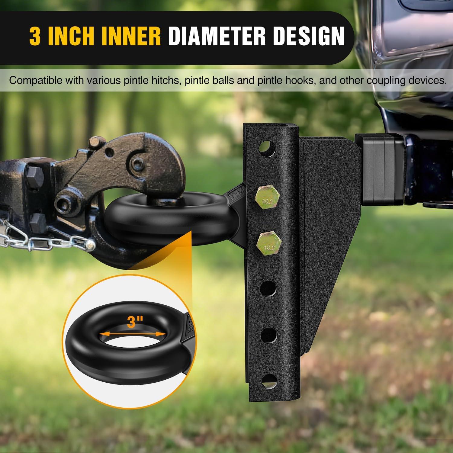 image:imageNilight Heavy Duty Pintle Hitch Lunette Ring Tow Eye3 ID 26455 lbs12T CapacityBlack PowdercoatTrailers and Towing Accessories3 ID 12Ton Tow Eye