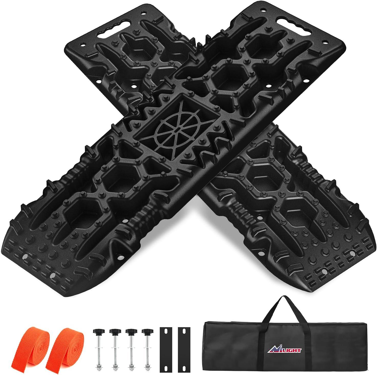 image:imageNilight Recovery OffRoad Traction Boards 2Pcs 43L x 133W with Yellow Teeth for 4WD 4X4 Mud Sand Snow Includes 2PCS Mounting Kit amp Carry Bag GreyBlack