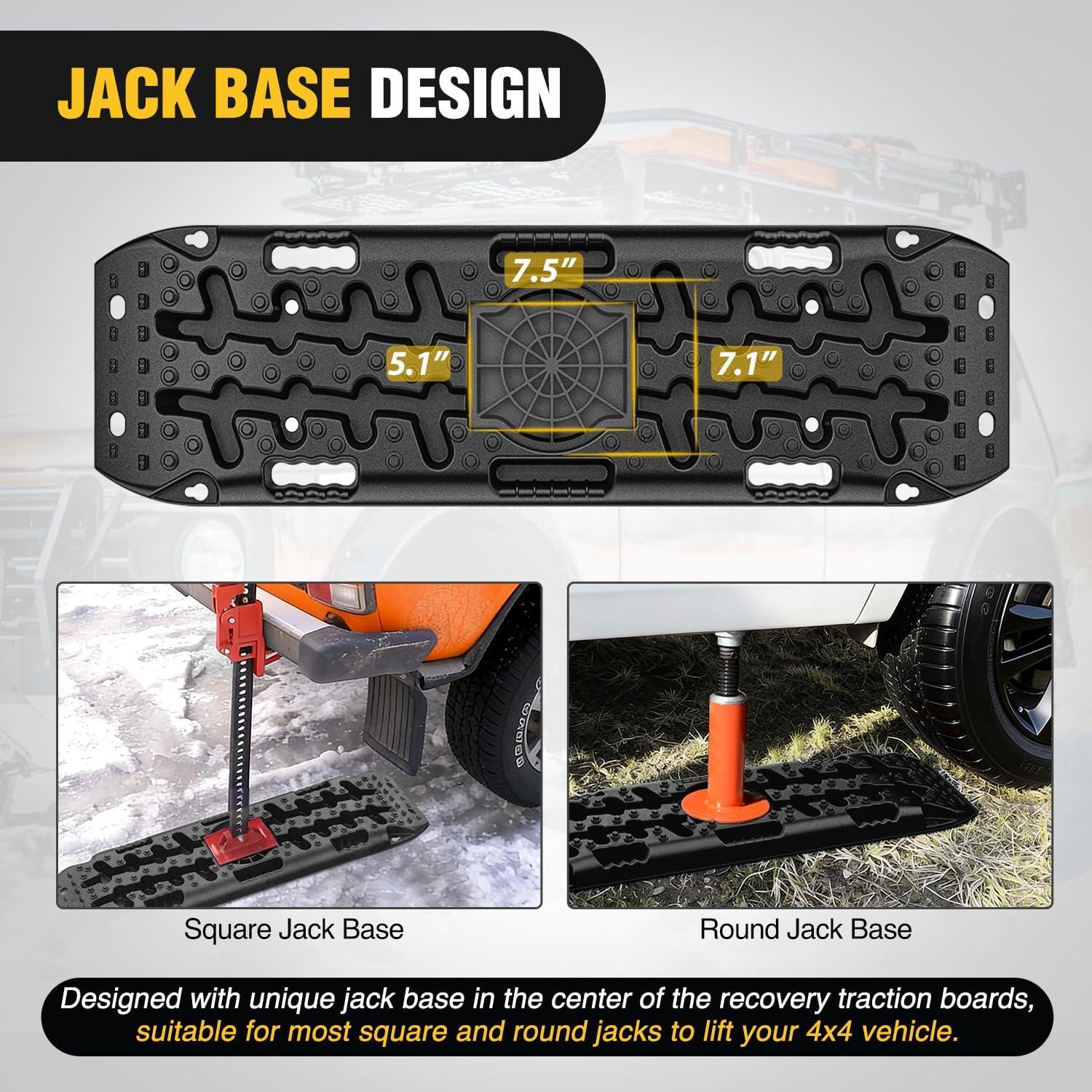 image:imageNilight Recovery OffRoad Traction Boards 2Pcs 43L x 133W with Yellow Teeth for 4WD 4X4 Mud Sand Snow Includes 2PCS Mounting Kit amp Carry Bag GreyBlack