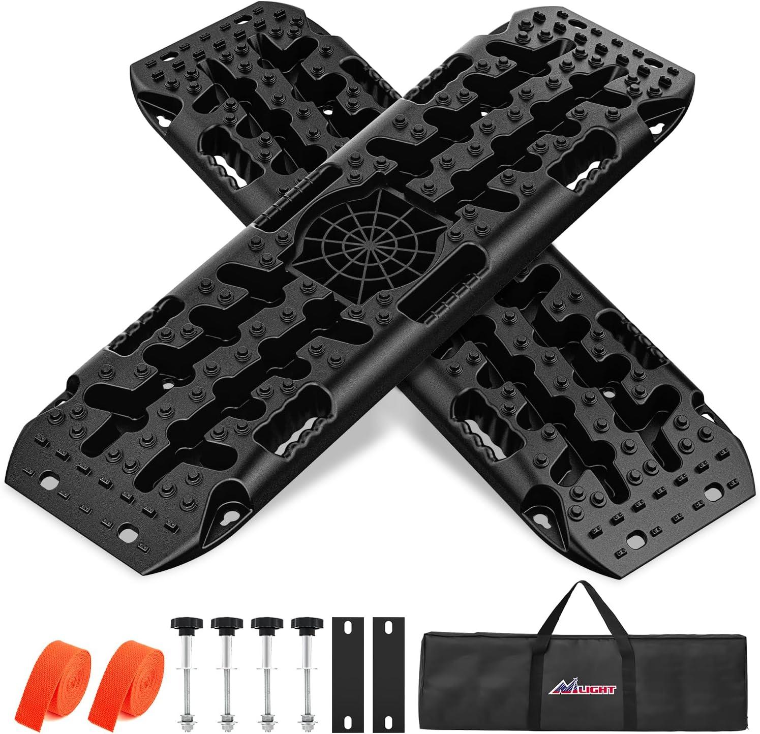 image:imageNilight Recovery OffRoad Traction Boards 2Pcs 43L x 133W with Yellow Teeth for 4WD 4X4 Mud Sand Snow Includes 2PCS Mounting Kit amp Carry Bag GreyBlack