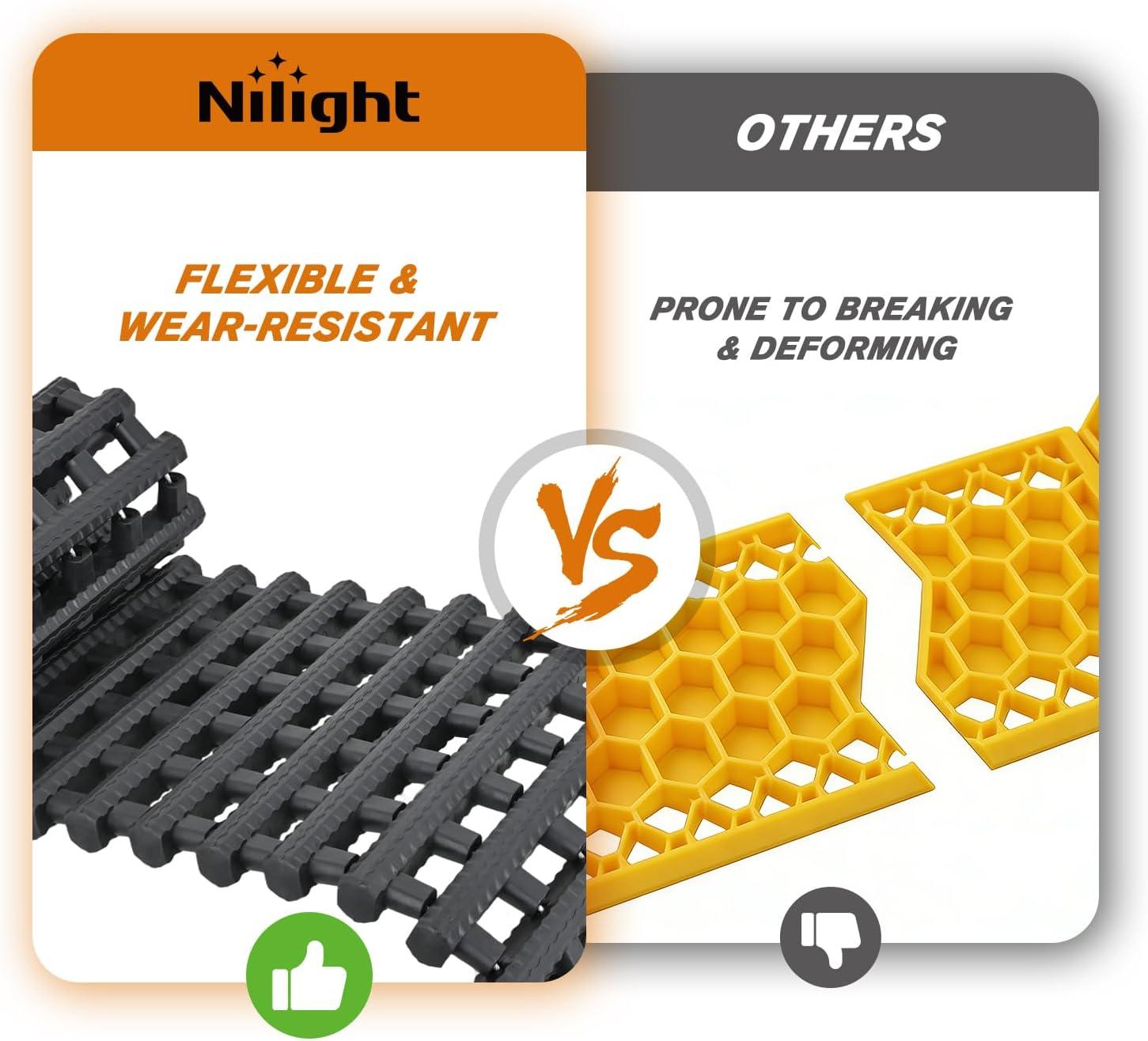 image:imageNilight Recovery OffRoad Traction Boards 2Pcs 43L x 133W with Yellow Teeth for 4WD 4X4 Mud Sand Snow Includes 2PCS Mounting Kit amp Carry Bag GreyBlack