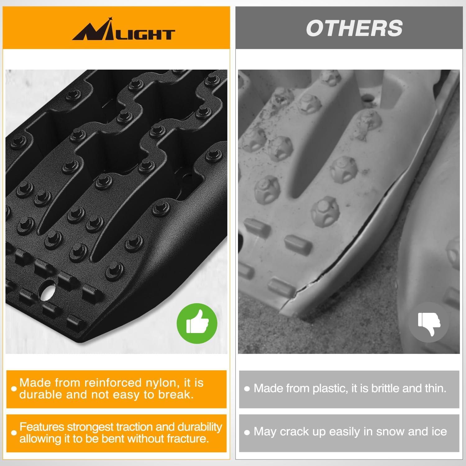 image:imageNilight Recovery OffRoad Traction Boards 2Pcs 43L x 133W with Yellow Teeth for 4WD 4X4 Mud Sand Snow Includes 2PCS Mounting Kit amp Carry Bag GreyBlack