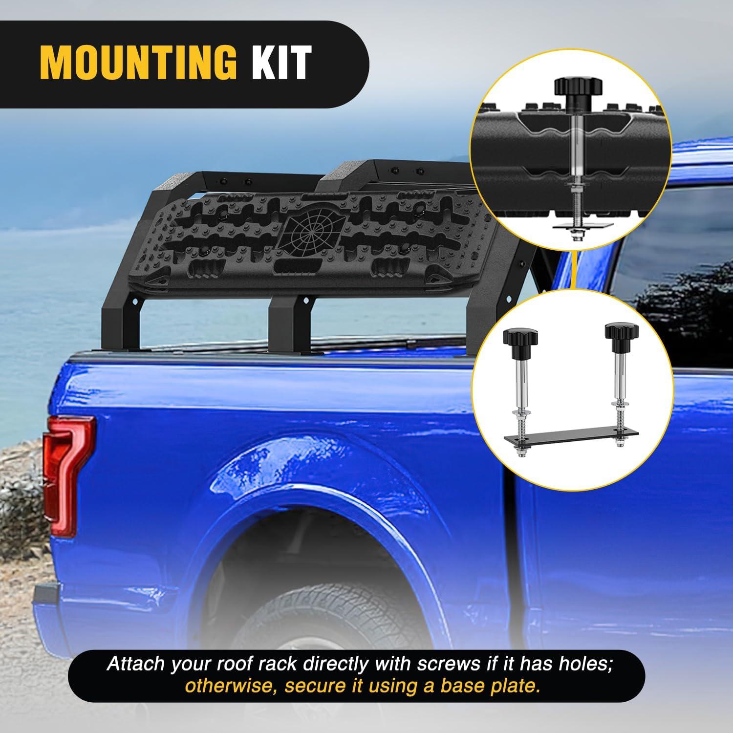 image:imageNilight Recovery OffRoad Traction Boards 2Pcs 43L x 133W with Yellow Teeth for 4WD 4X4 Mud Sand Snow Includes 2PCS Mounting Kit amp Carry Bag GreyBlack