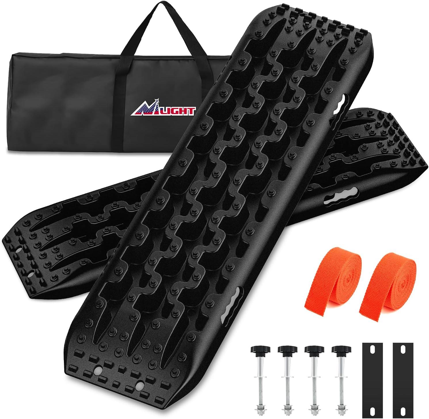 image:imageNilight Recovery OffRoad Traction Boards 2Pcs 43L x 133W with Yellow Teeth for 4WD 4X4 Mud Sand Snow Includes 2PCS Mounting Kit amp Carry Bag GreyBlack