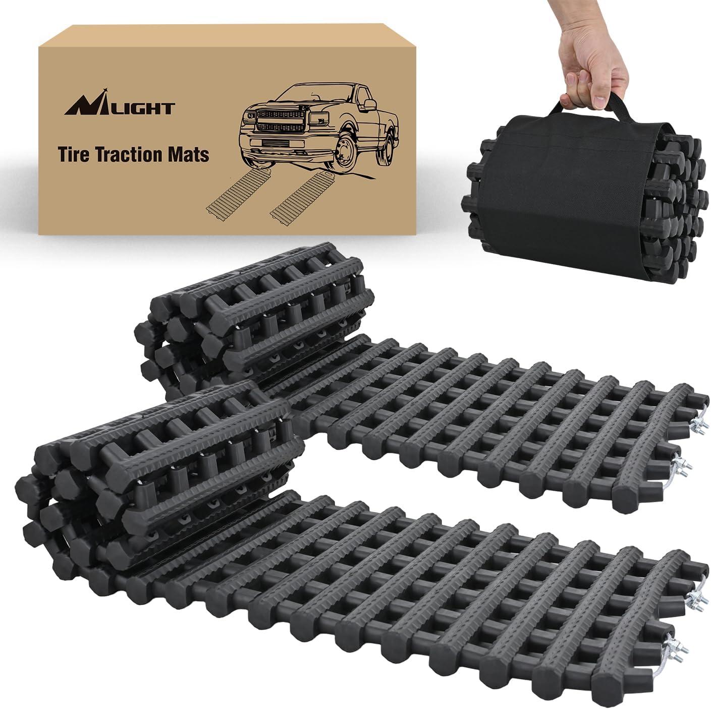 image:imageNilight Recovery OffRoad Traction Boards 2Pcs 43L x 133W with Yellow Teeth for 4WD 4X4 Mud Sand Snow Includes 2PCS Mounting Kit amp Carry Bag GreyBlack