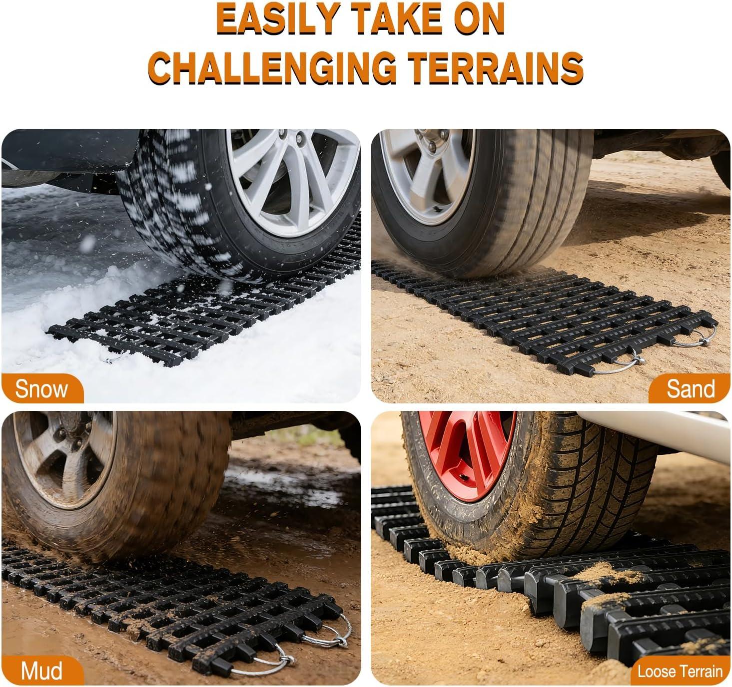 image:imageNilight Recovery OffRoad Traction Boards 2Pcs 43L x 133W with Yellow Teeth for 4WD 4X4 Mud Sand Snow Includes 2PCS Mounting Kit amp Carry Bag GreyBlack