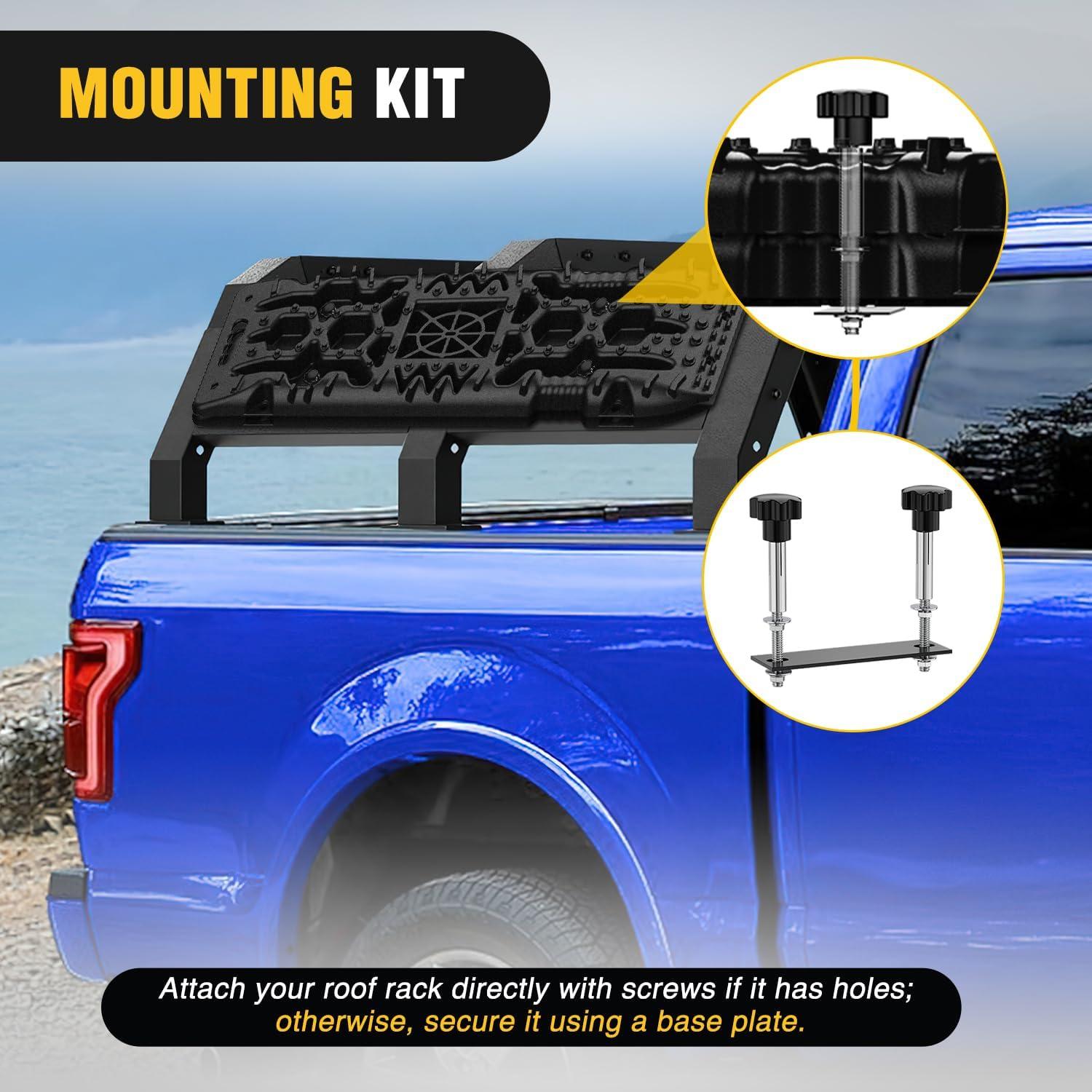 image:imageNilight Recovery OffRoad Traction Boards 2Pcs 43L x 133W with Yellow Teeth for 4WD 4X4 Mud Sand Snow Includes 2PCS Mounting Kit amp Carry Bag GreyBlack