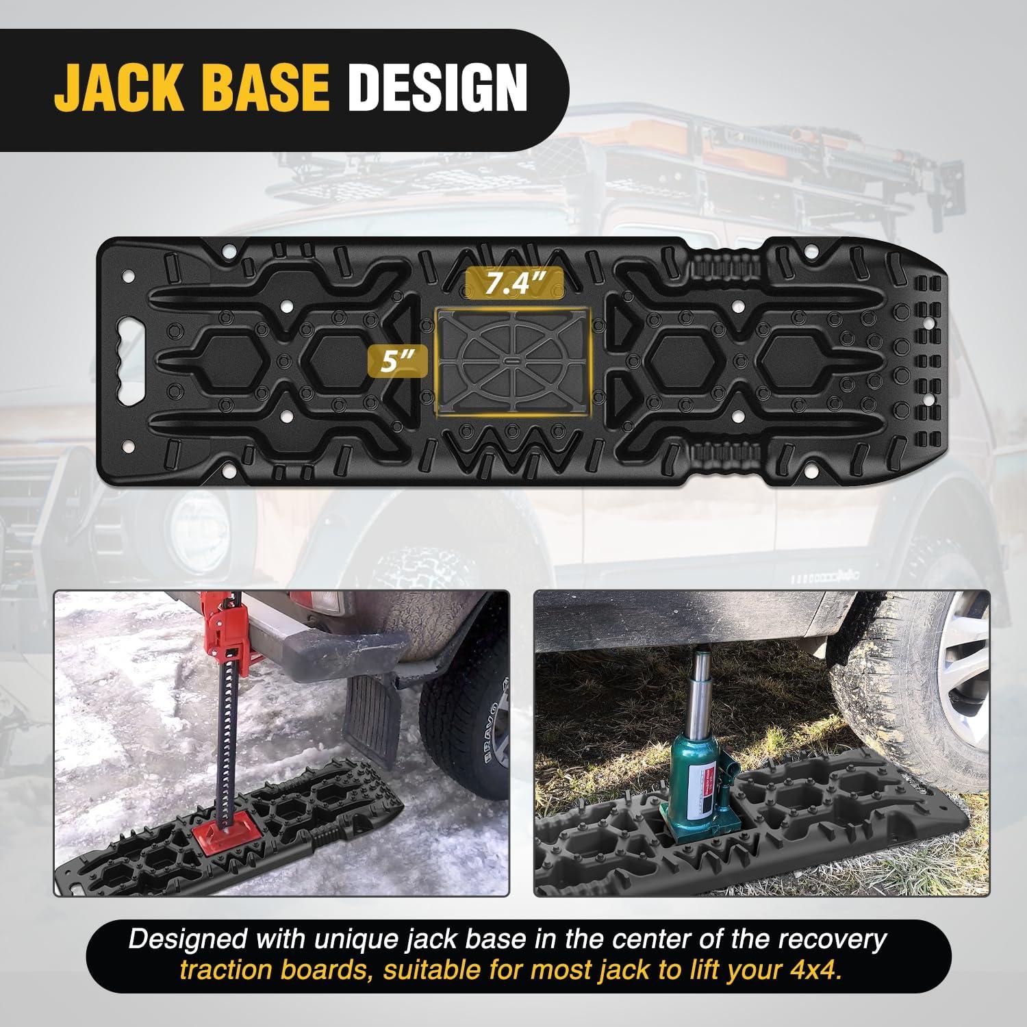 image:imageNilight Recovery OffRoad Traction Boards 2Pcs 43L x 133W with Yellow Teeth for 4WD 4X4 Mud Sand Snow Includes 2PCS Mounting Kit amp Carry Bag GreyBlack