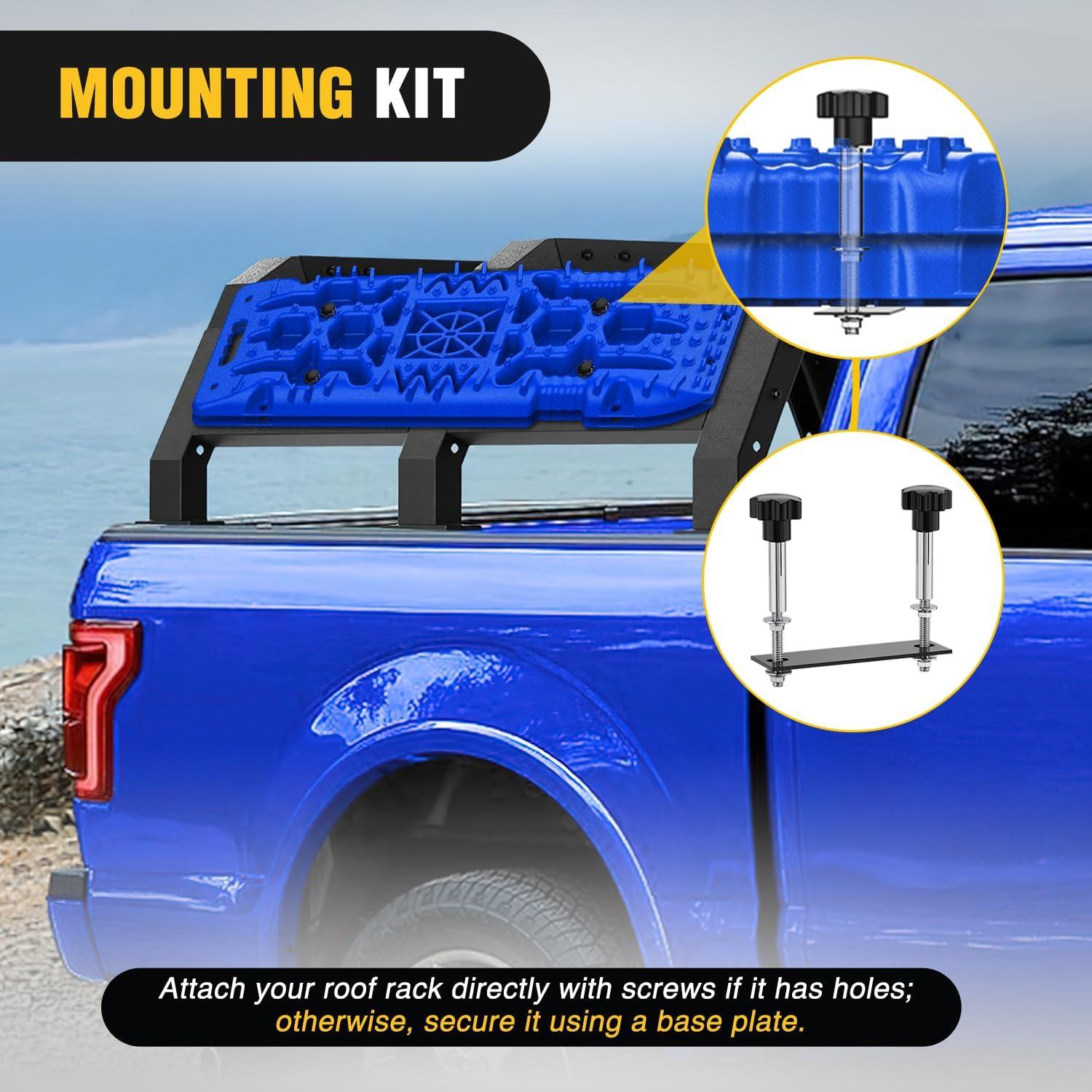 image:imageNilight Recovery OffRoad Traction Boards 2Pcs 43L x 133W with Yellow Teeth for 4WD 4X4 Mud Sand Snow Includes 2PCS Mounting Kit amp Carry Bag GreyBlue