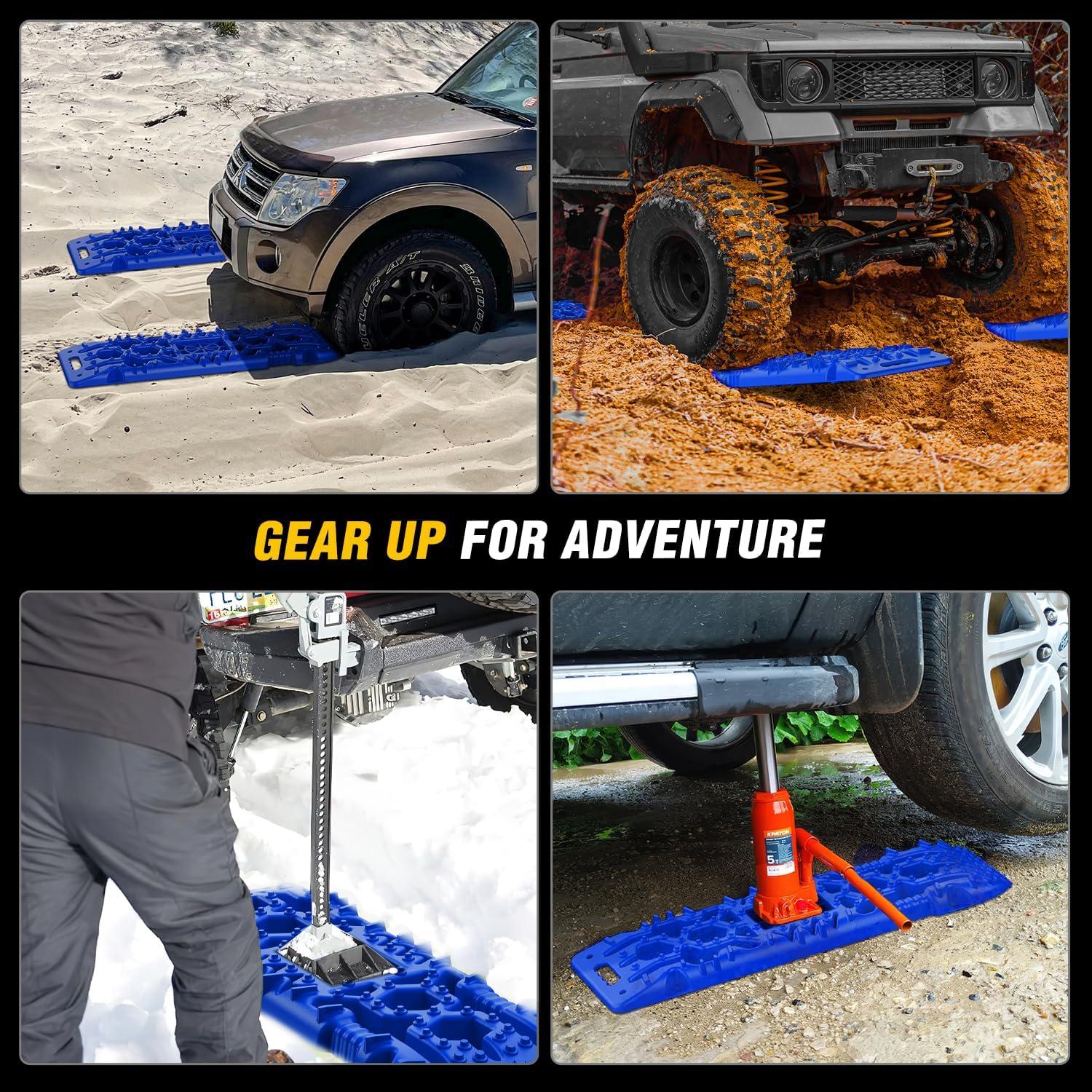 image:imageNilight Recovery OffRoad Traction Boards 2Pcs 43L x 133W with Yellow Teeth for 4WD 4X4 Mud Sand Snow Includes 2PCS Mounting Kit amp Carry Bag GreyBlue