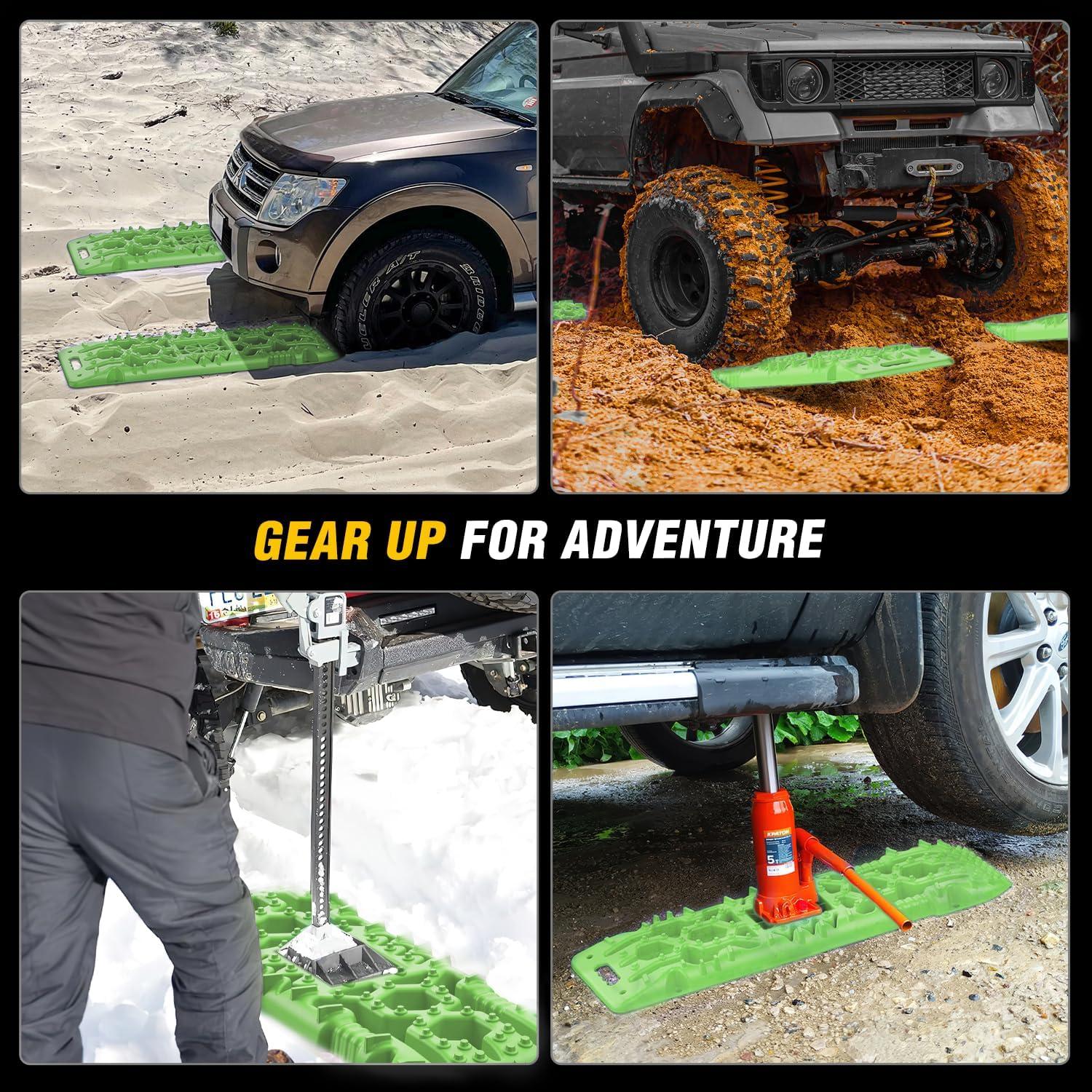 image:imageNilight Recovery OffRoad Traction Boards 2Pcs 43L x 133W with Yellow Teeth for 4WD 4X4 Mud Sand Snow Includes 2PCS Mounting Kit amp Carry Bag GreyGreen