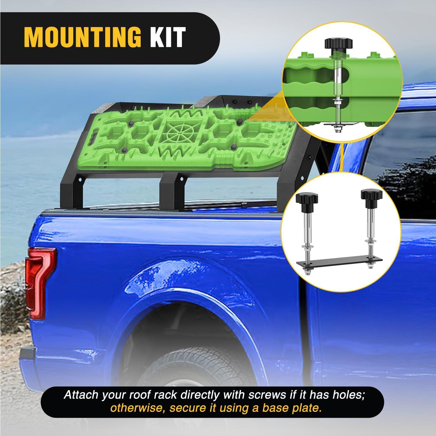 image:imageNilight Recovery OffRoad Traction Boards 2Pcs 43L x 133W with Yellow Teeth for 4WD 4X4 Mud Sand Snow Includes 2PCS Mounting Kit amp Carry Bag GreyGreen