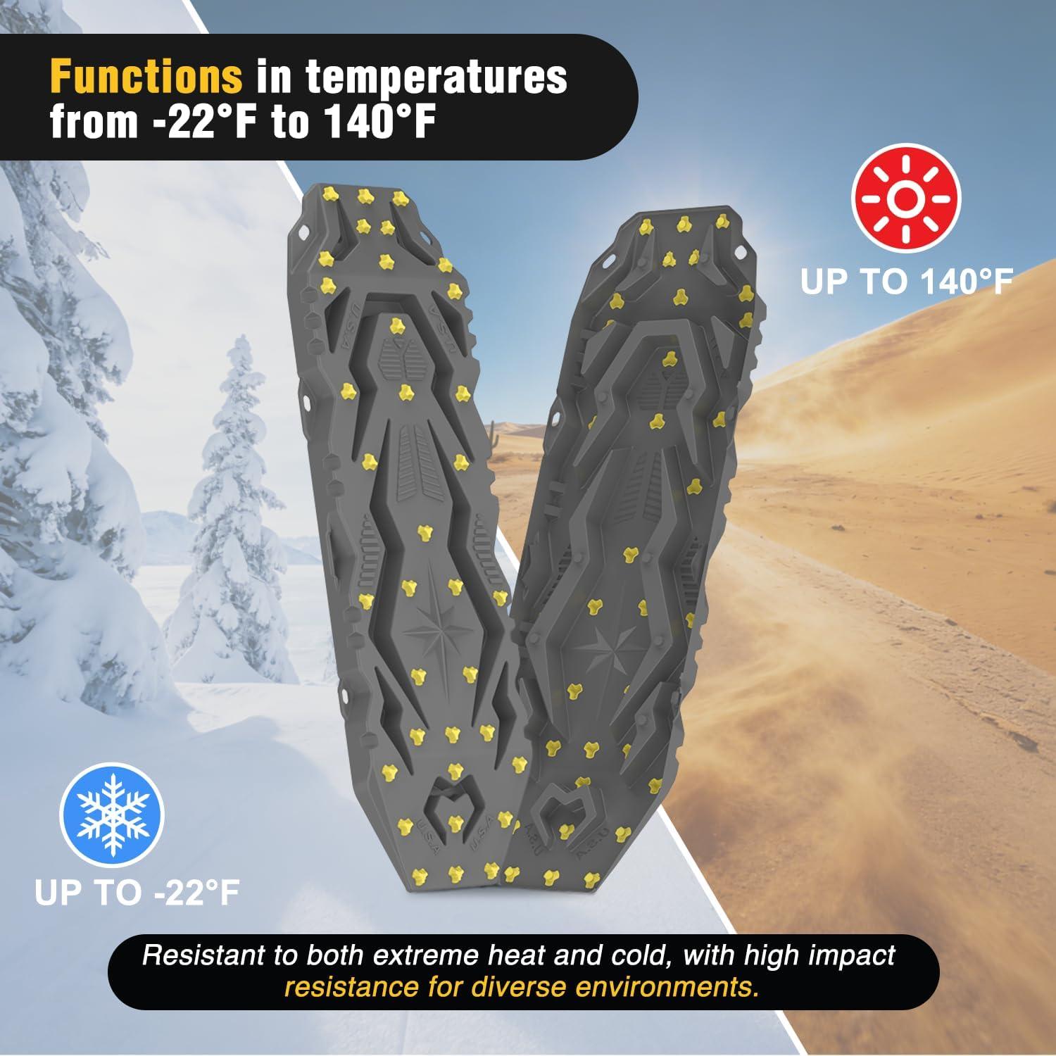 image:imageNilight Recovery OffRoad Traction Boards 2Pcs 43L x 133W with Yellow Teeth for 4WD 4X4 Mud Sand Snow Includes 2PCS Mounting Kit amp Carry Bag GreyGrey
