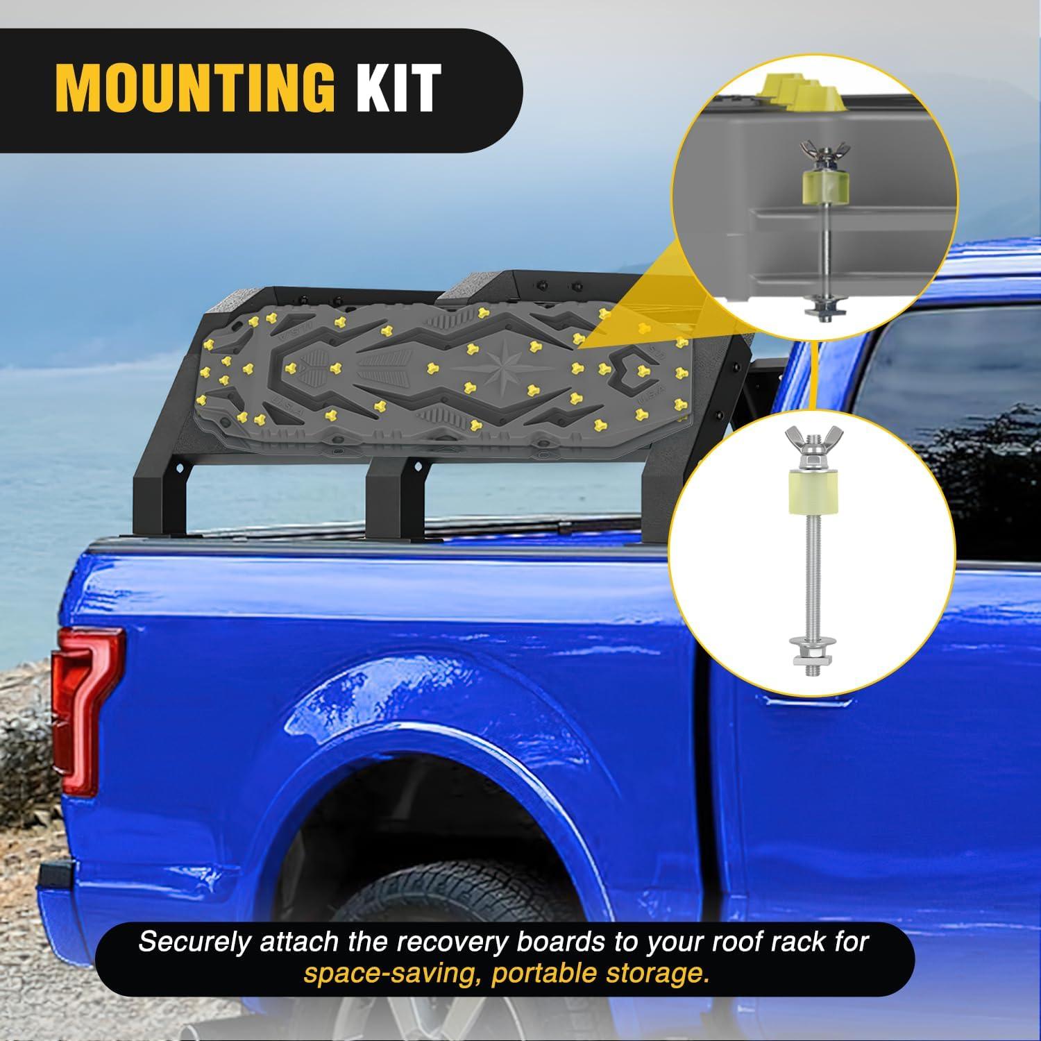 image:imageNilight Recovery OffRoad Traction Boards 2Pcs 43L x 133W with Yellow Teeth for 4WD 4X4 Mud Sand Snow Includes 2PCS Mounting Kit amp Carry Bag GreyGrey