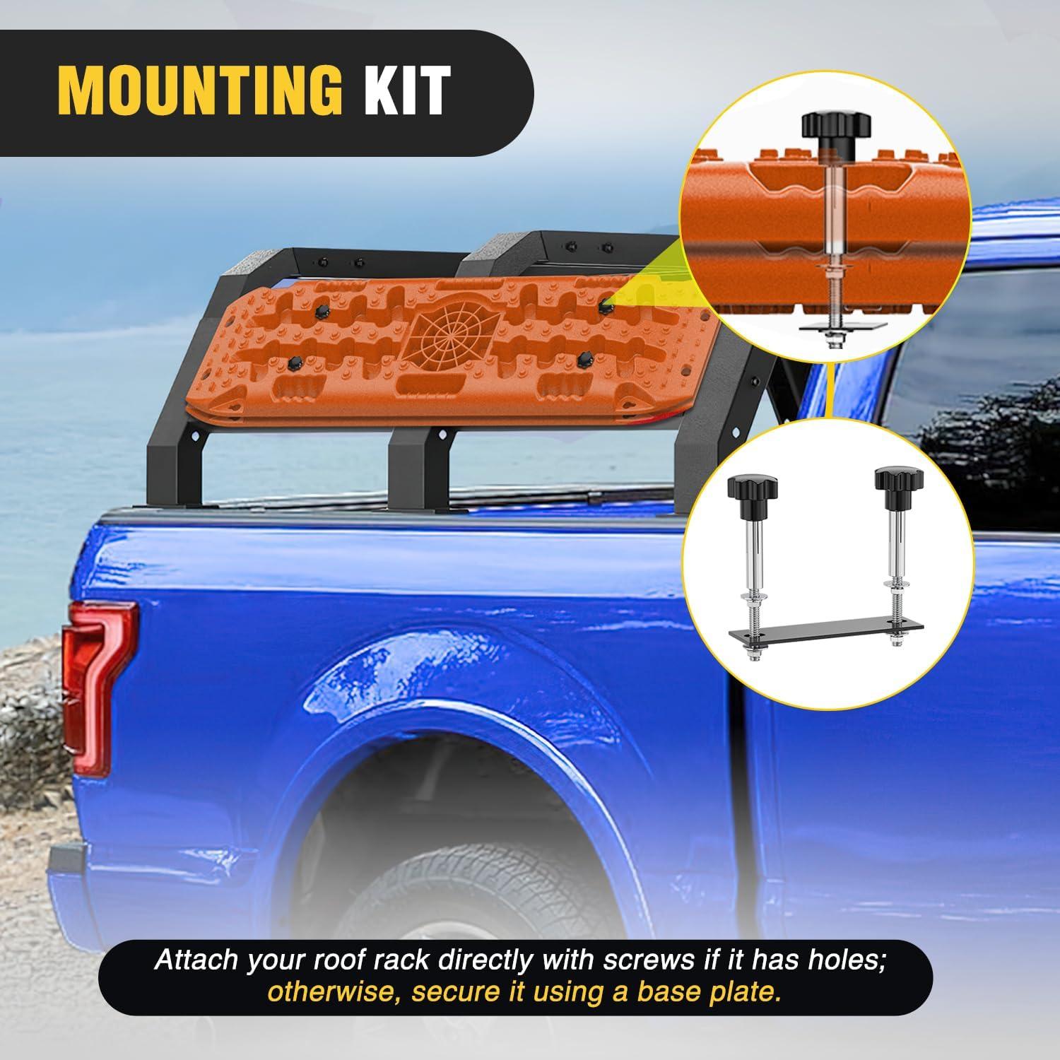 image:imageNilight Recovery OffRoad Traction Boards 2Pcs 43L x 133W with Yellow Teeth for 4WD 4X4 Mud Sand Snow Includes 2PCS Mounting Kit amp Carry Bag GreyOrange