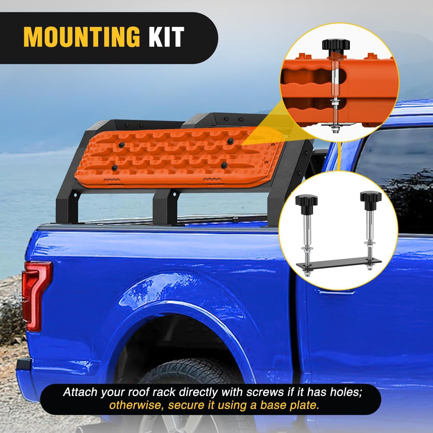 image:imageNilight Recovery OffRoad Traction Boards 2Pcs 43L x 133W with Yellow Teeth for 4WD 4X4 Mud Sand Snow Includes 2PCS Mounting Kit amp Carry Bag GreyOrange