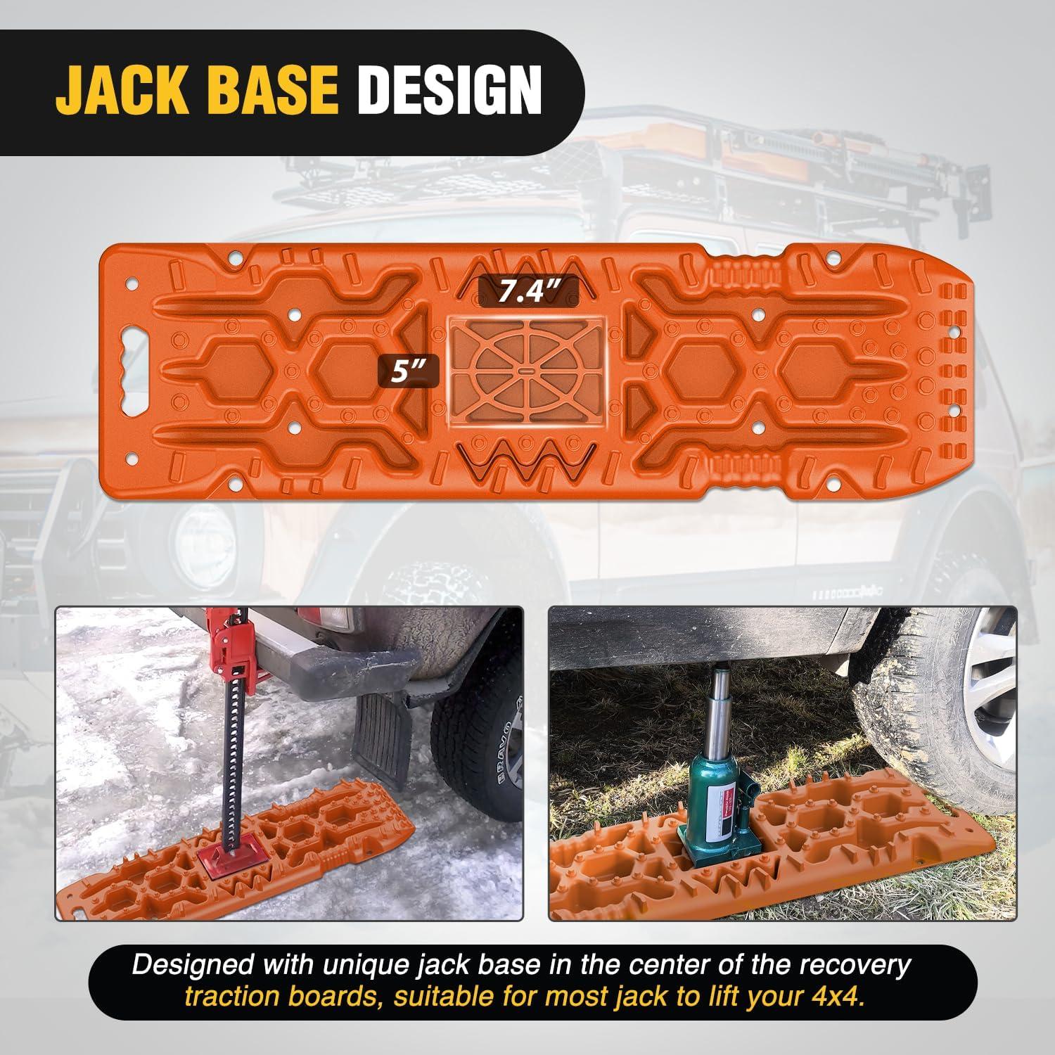 image:imageNilight Recovery OffRoad Traction Boards 2Pcs 43L x 133W with Yellow Teeth for 4WD 4X4 Mud Sand Snow Includes 2PCS Mounting Kit amp Carry Bag GreyOrange