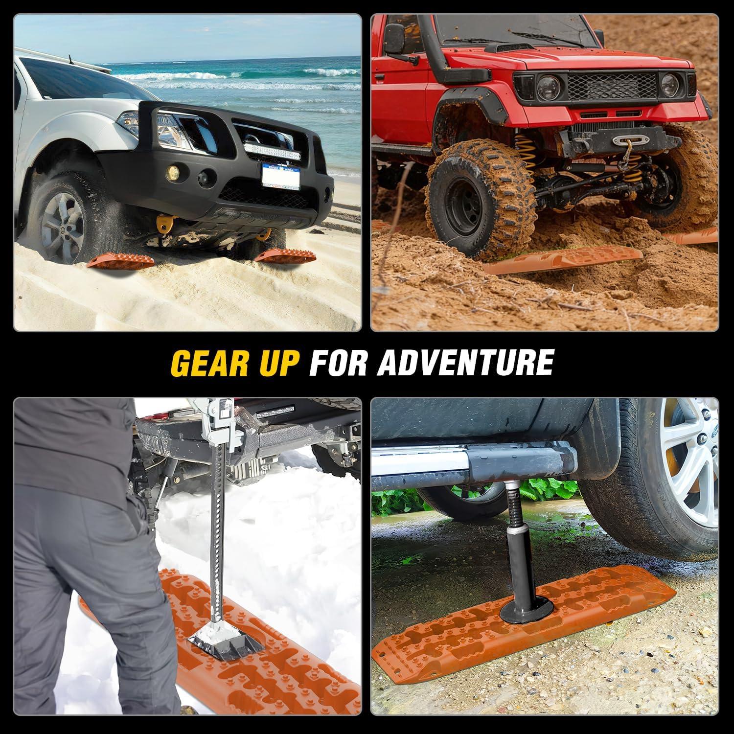image:imageNilight Recovery OffRoad Traction Boards 2Pcs 43L x 133W with Yellow Teeth for 4WD 4X4 Mud Sand Snow Includes 2PCS Mounting Kit amp Carry Bag GreyOrange