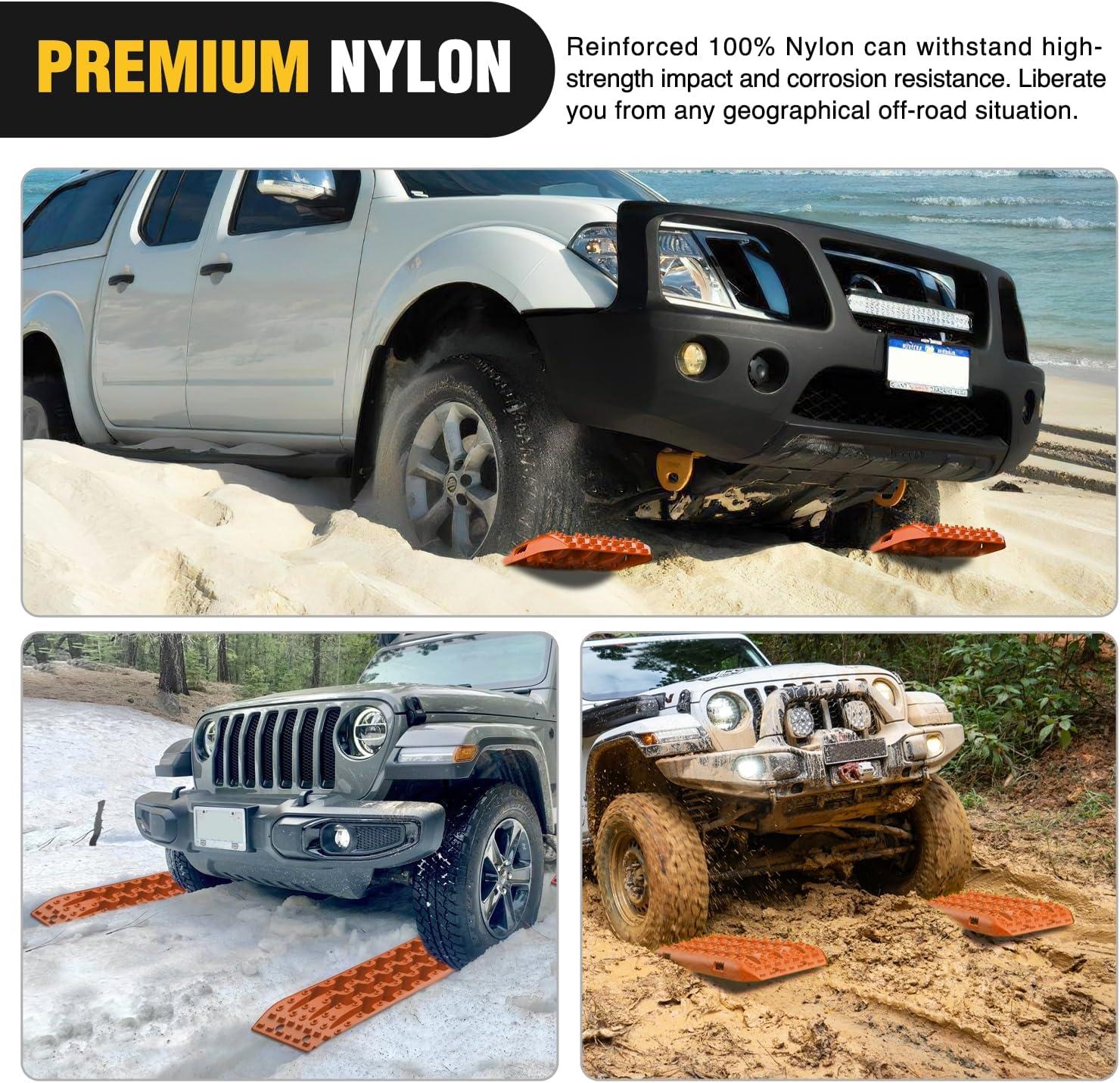 image:imageNilight Recovery OffRoad Traction Boards 2Pcs 43L x 133W with Yellow Teeth for 4WD 4X4 Mud Sand Snow Includes 2PCS Mounting Kit amp Carry Bag GreyOrange