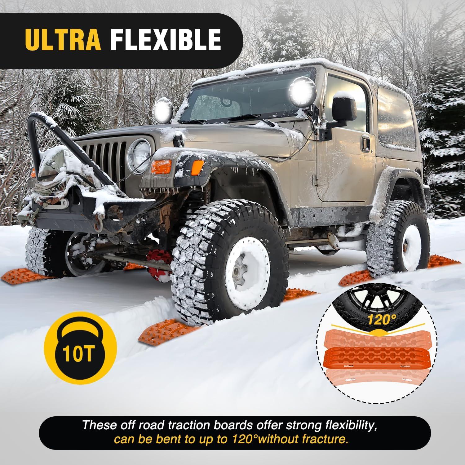 image:imageNilight Recovery OffRoad Traction Boards 2Pcs 43L x 133W with Yellow Teeth for 4WD 4X4 Mud Sand Snow Includes 2PCS Mounting Kit amp Carry Bag GreyOrange