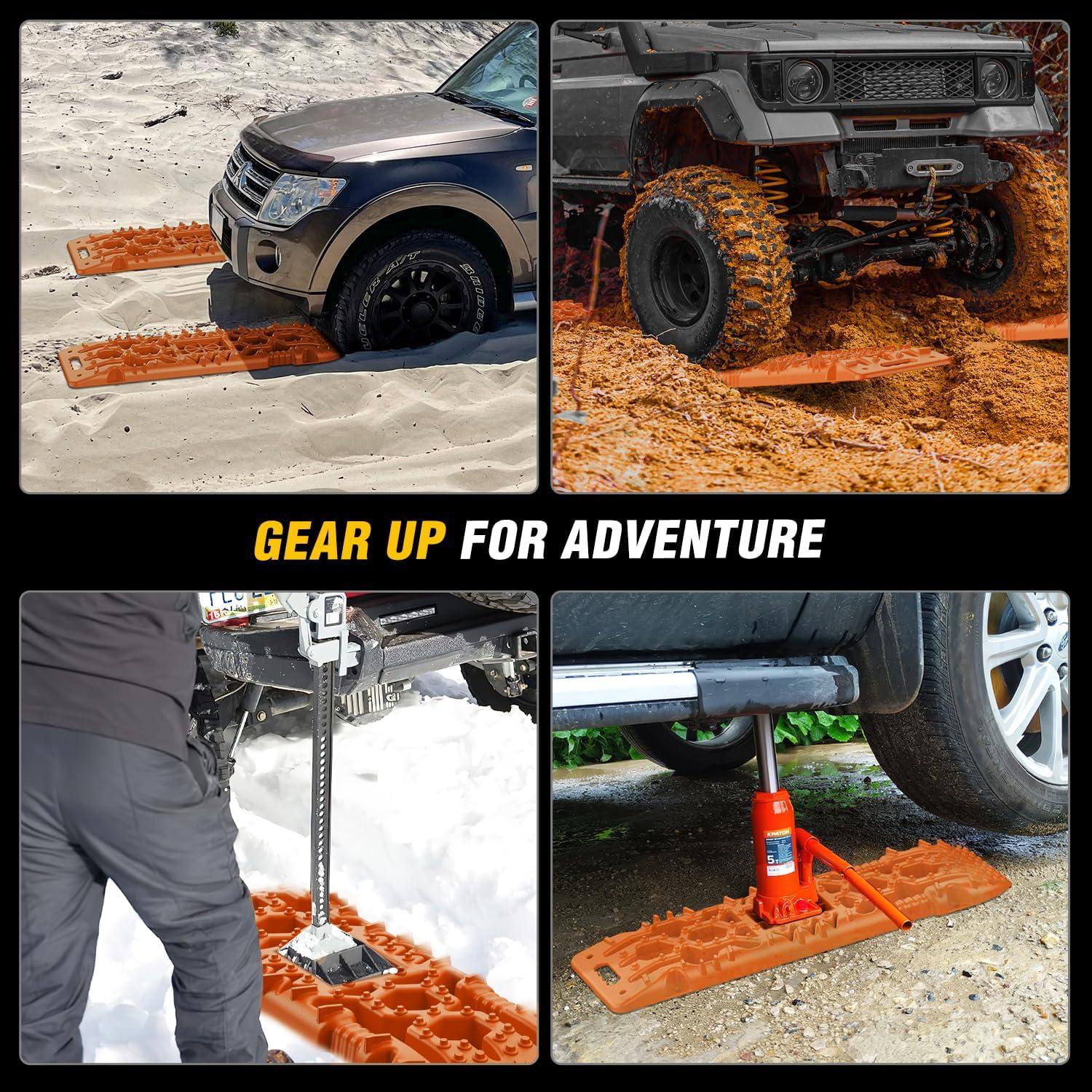 image:imageNilight Recovery OffRoad Traction Boards 2Pcs 43L x 133W with Yellow Teeth for 4WD 4X4 Mud Sand Snow Includes 2PCS Mounting Kit amp Carry Bag GreyOrange