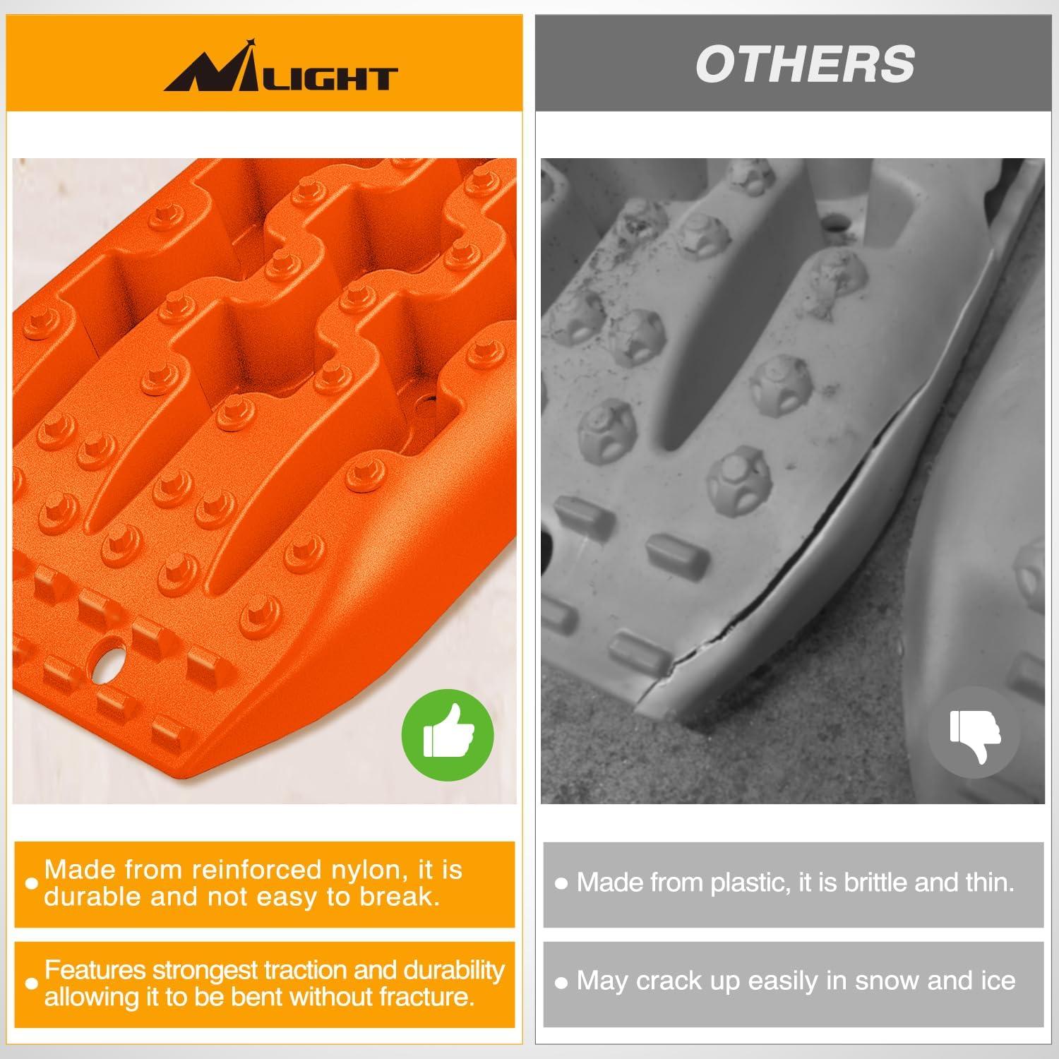 image:imageNilight Recovery OffRoad Traction Boards 2Pcs 43L x 133W with Yellow Teeth for 4WD 4X4 Mud Sand Snow Includes 2PCS Mounting Kit amp Carry Bag GreyOrange