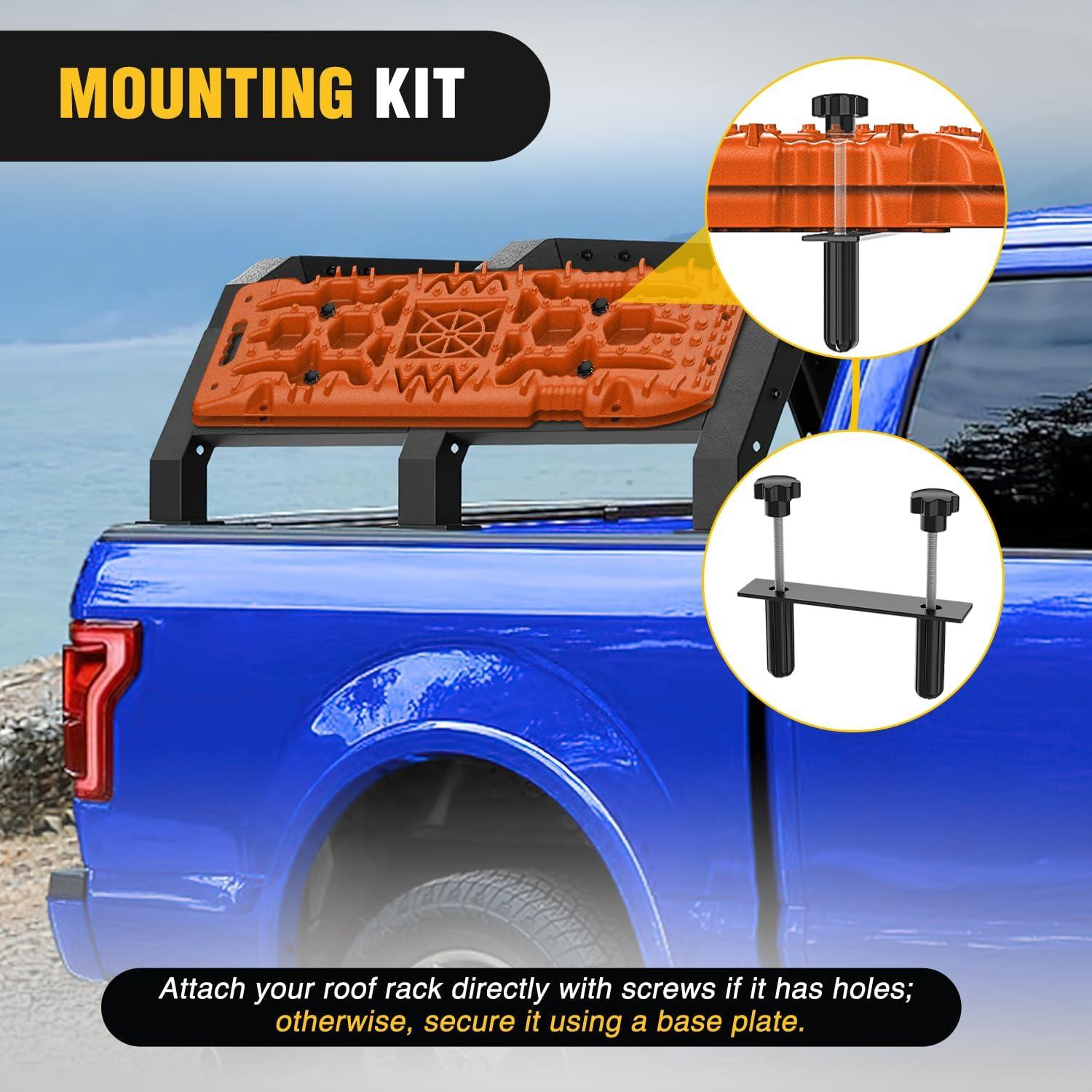 image:imageNilight Recovery OffRoad Traction Boards 2Pcs 43L x 133W with Yellow Teeth for 4WD 4X4 Mud Sand Snow Includes 2PCS Mounting Kit amp Carry Bag GreyOrange