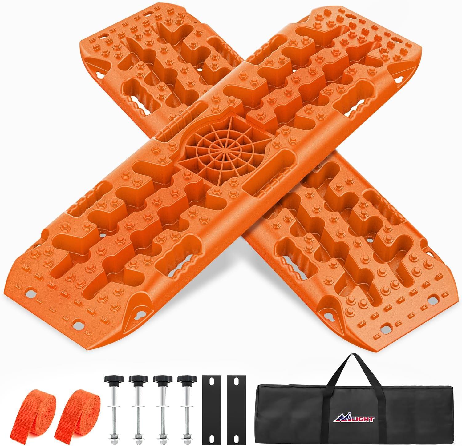 image:imageNilight Recovery OffRoad Traction Boards 2Pcs 43L x 133W with Yellow Teeth for 4WD 4X4 Mud Sand Snow Includes 2PCS Mounting Kit amp Carry Bag GreyOrange