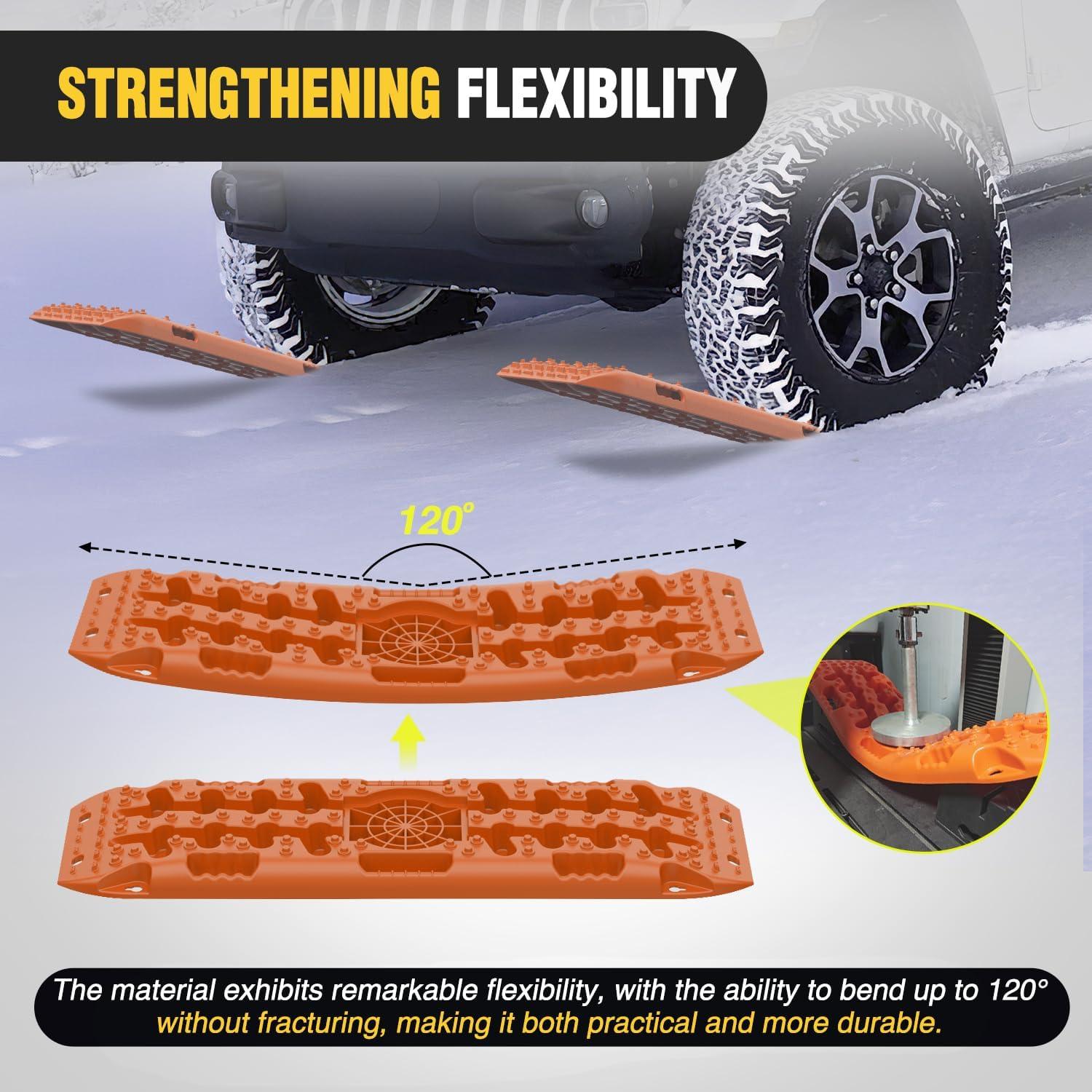 image:imageNilight Recovery OffRoad Traction Boards 2Pcs 43L x 133W with Yellow Teeth for 4WD 4X4 Mud Sand Snow Includes 2PCS Mounting Kit amp Carry Bag GreyOrange