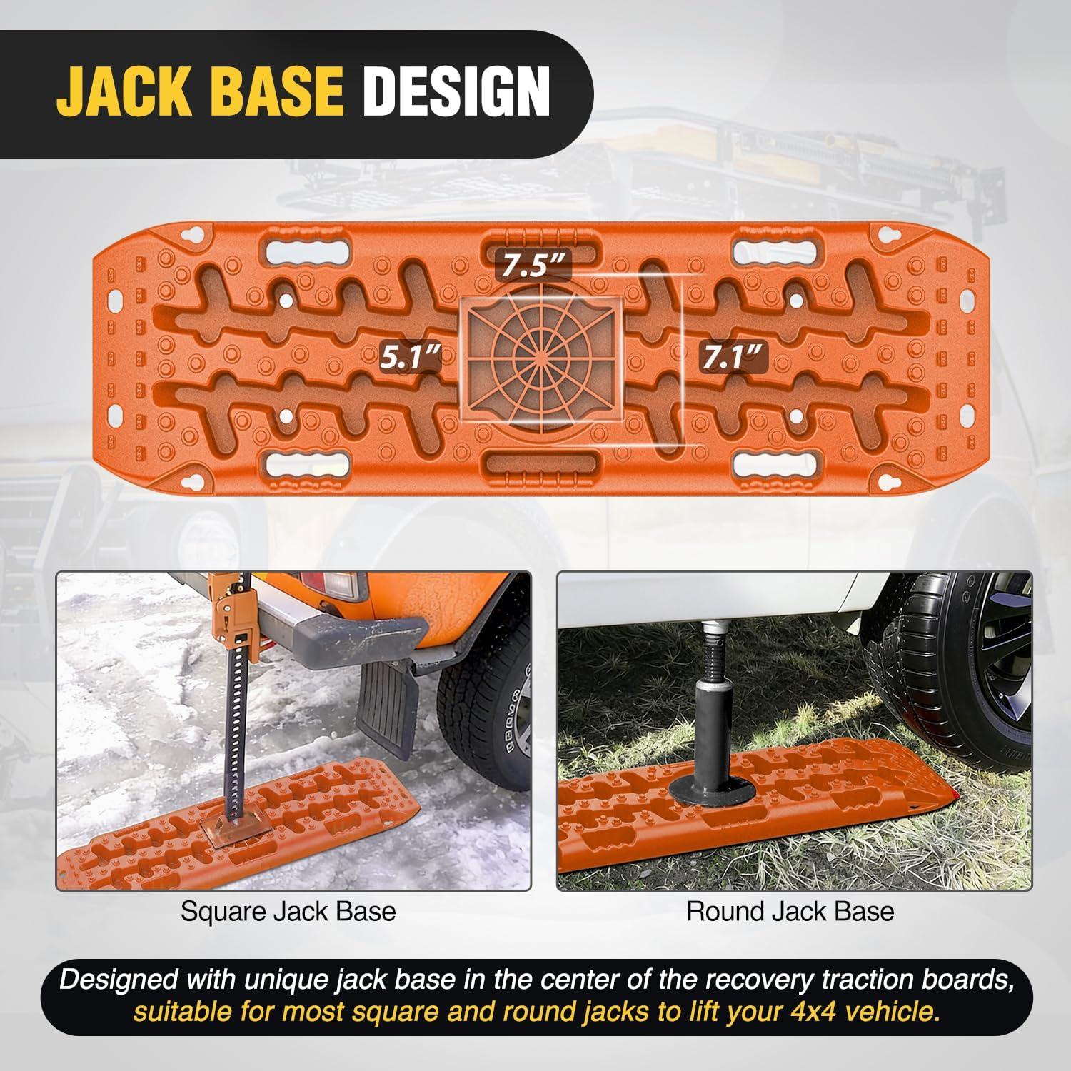 image:imageNilight Recovery OffRoad Traction Boards 2Pcs 43L x 133W with Yellow Teeth for 4WD 4X4 Mud Sand Snow Includes 2PCS Mounting Kit amp Carry Bag GreyOrange