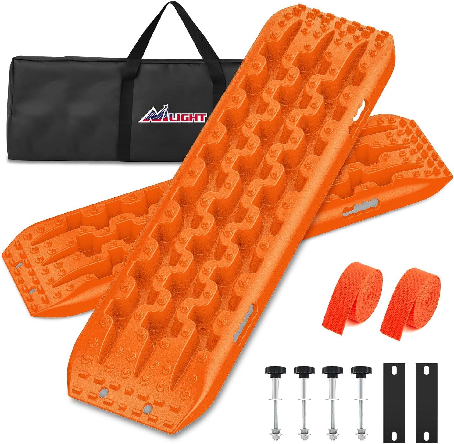 image:imageNilight Recovery OffRoad Traction Boards 2Pcs 43L x 133W with Yellow Teeth for 4WD 4X4 Mud Sand Snow Includes 2PCS Mounting Kit amp Carry Bag GreyOrange