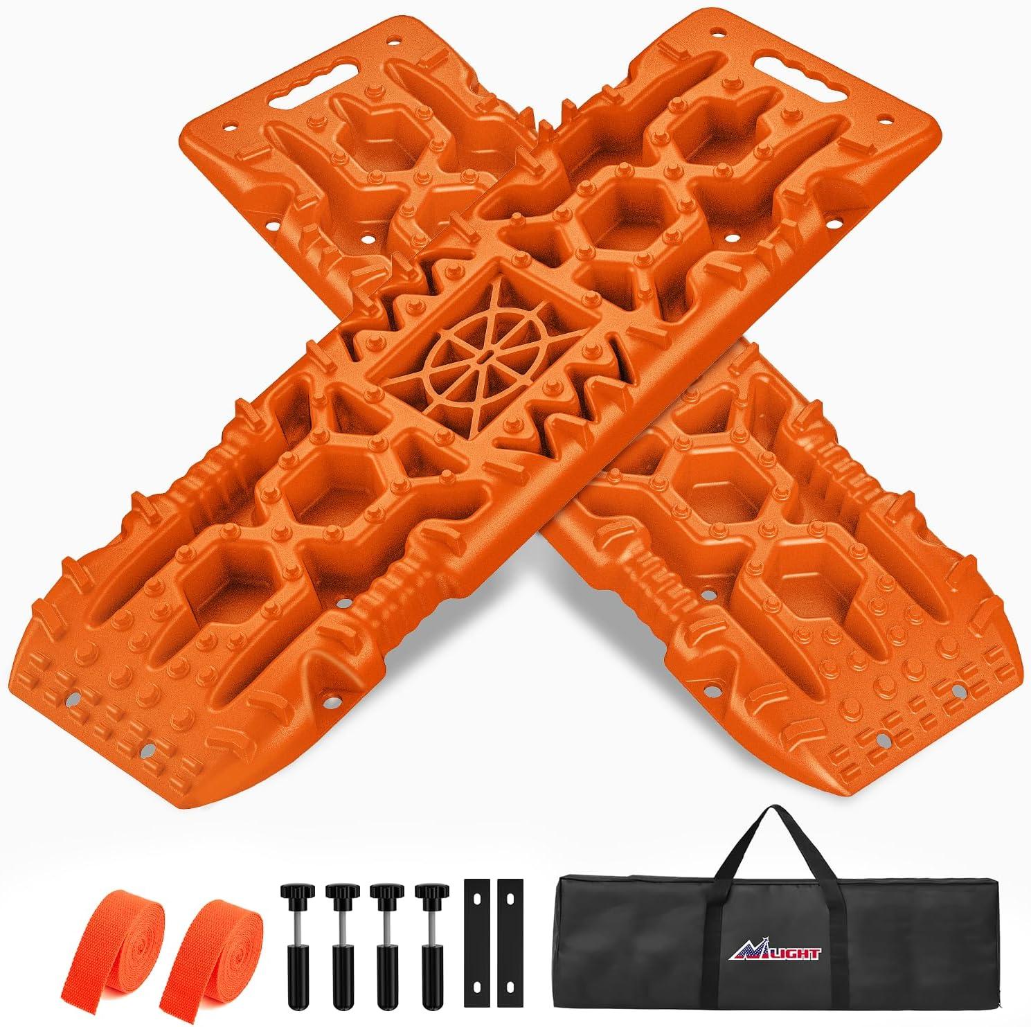 image:imageNilight Recovery OffRoad Traction Boards 2Pcs 43L x 133W with Yellow Teeth for 4WD 4X4 Mud Sand Snow Includes 2PCS Mounting Kit amp Carry Bag GreyOrange