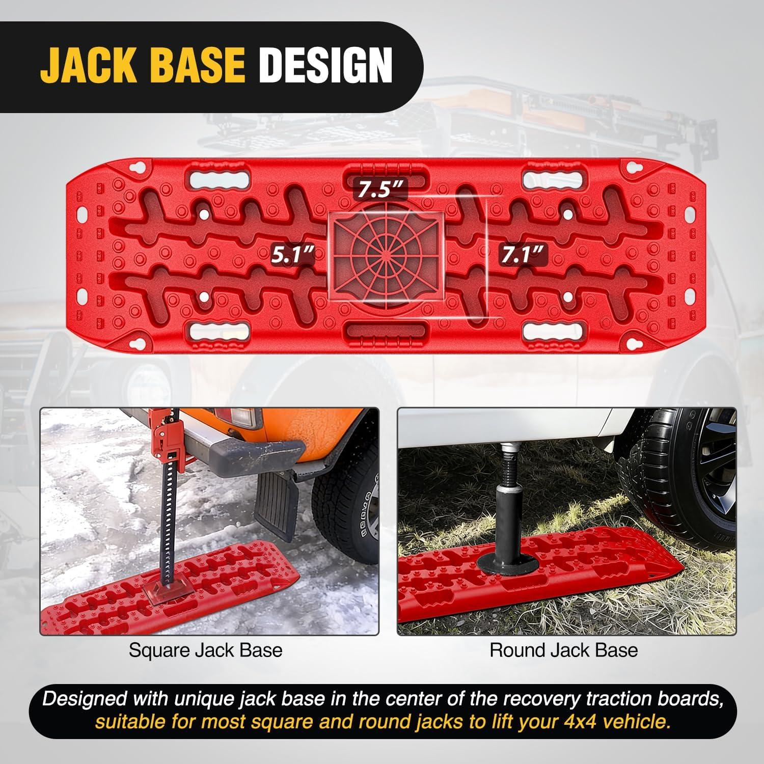 image:imageNilight Recovery OffRoad Traction Boards 2Pcs 43L x 133W with Yellow Teeth for 4WD 4X4 Mud Sand Snow Includes 2PCS Mounting Kit amp Carry Bag GreyRed