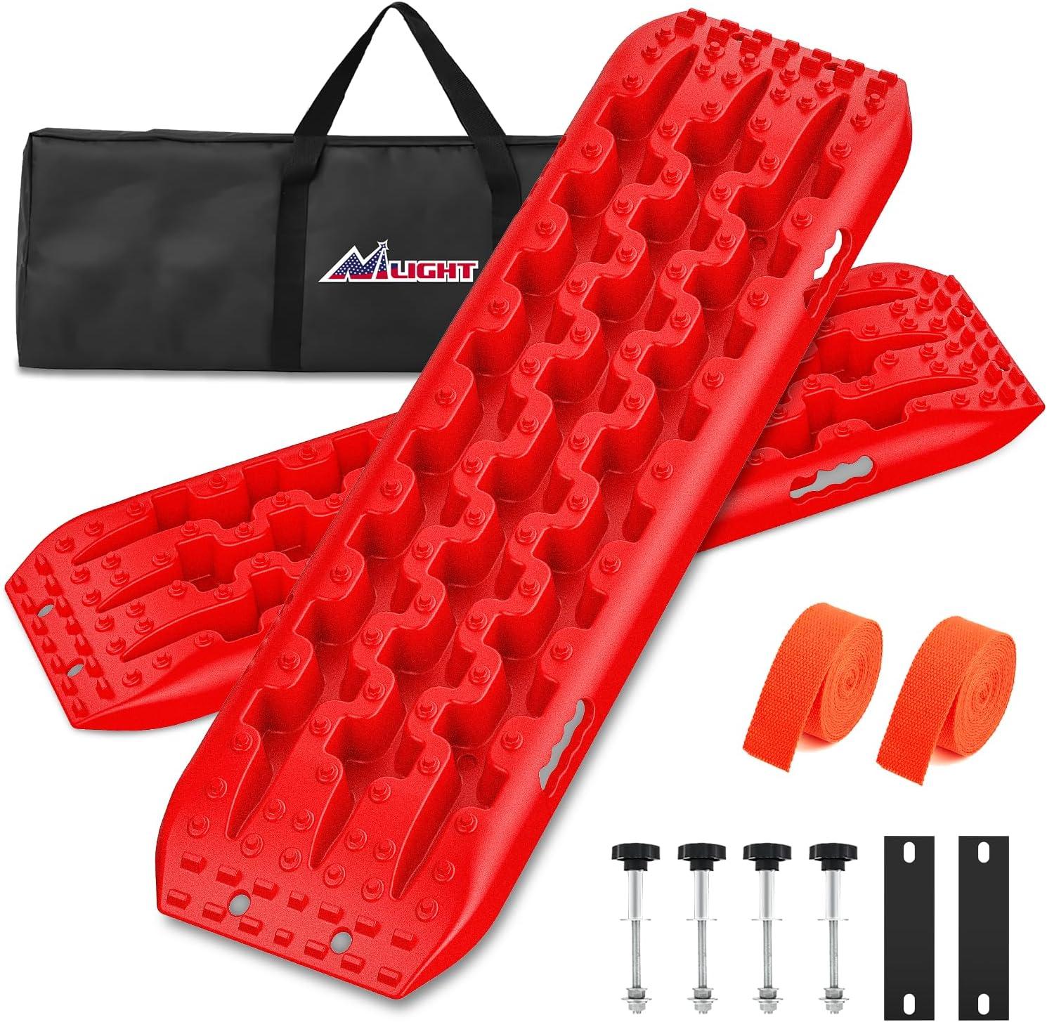 image:imageNilight Recovery OffRoad Traction Boards 2Pcs 43L x 133W with Yellow Teeth for 4WD 4X4 Mud Sand Snow Includes 2PCS Mounting Kit amp Carry Bag GreyRed
