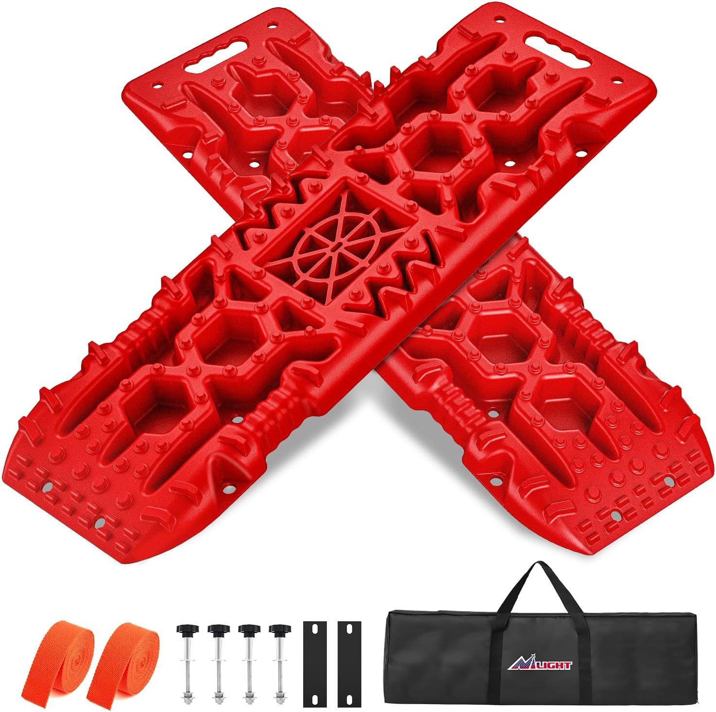 image:imageNilight Recovery OffRoad Traction Boards 2Pcs 43L x 133W with Yellow Teeth for 4WD 4X4 Mud Sand Snow Includes 2PCS Mounting Kit amp Carry Bag GreyRed