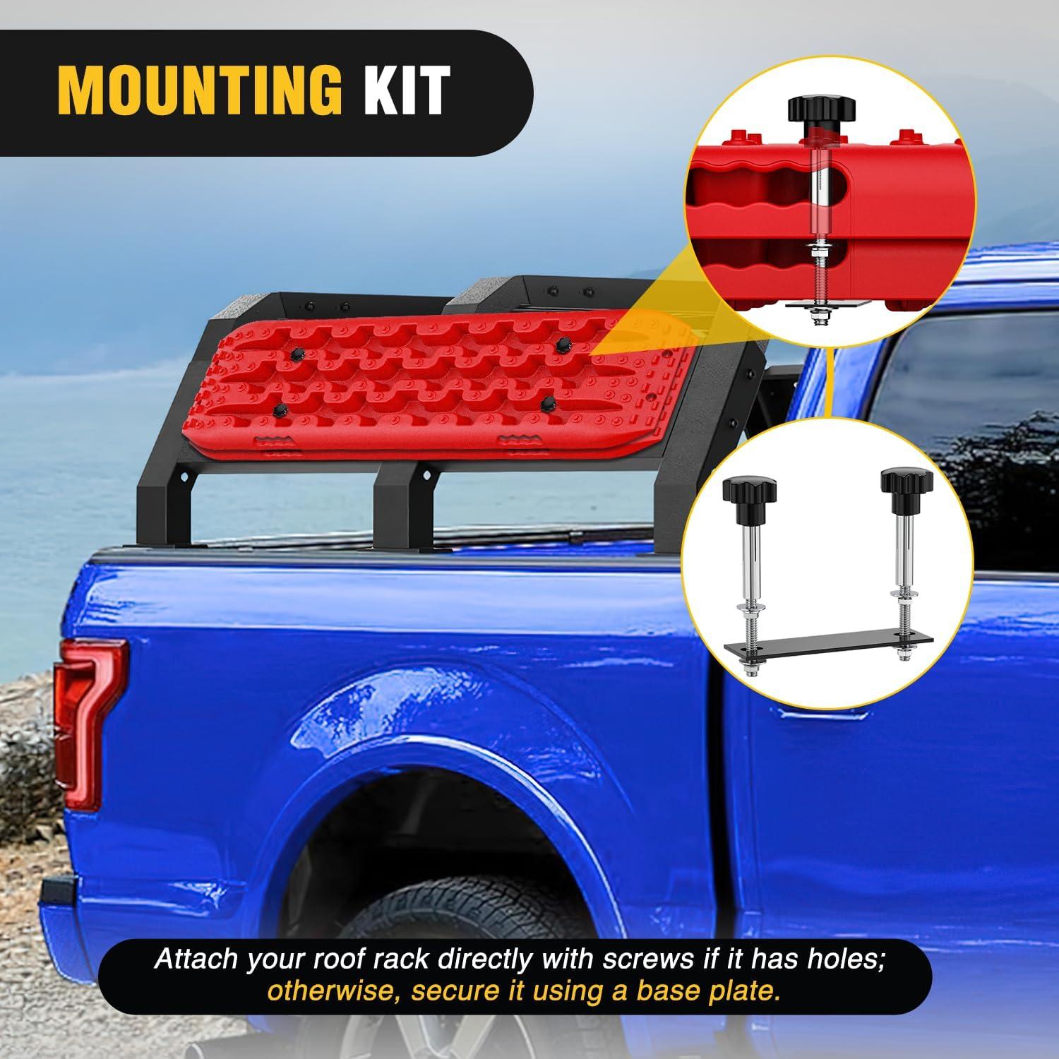 image:imageNilight Recovery OffRoad Traction Boards 2Pcs 43L x 133W with Yellow Teeth for 4WD 4X4 Mud Sand Snow Includes 2PCS Mounting Kit amp Carry Bag GreyRed