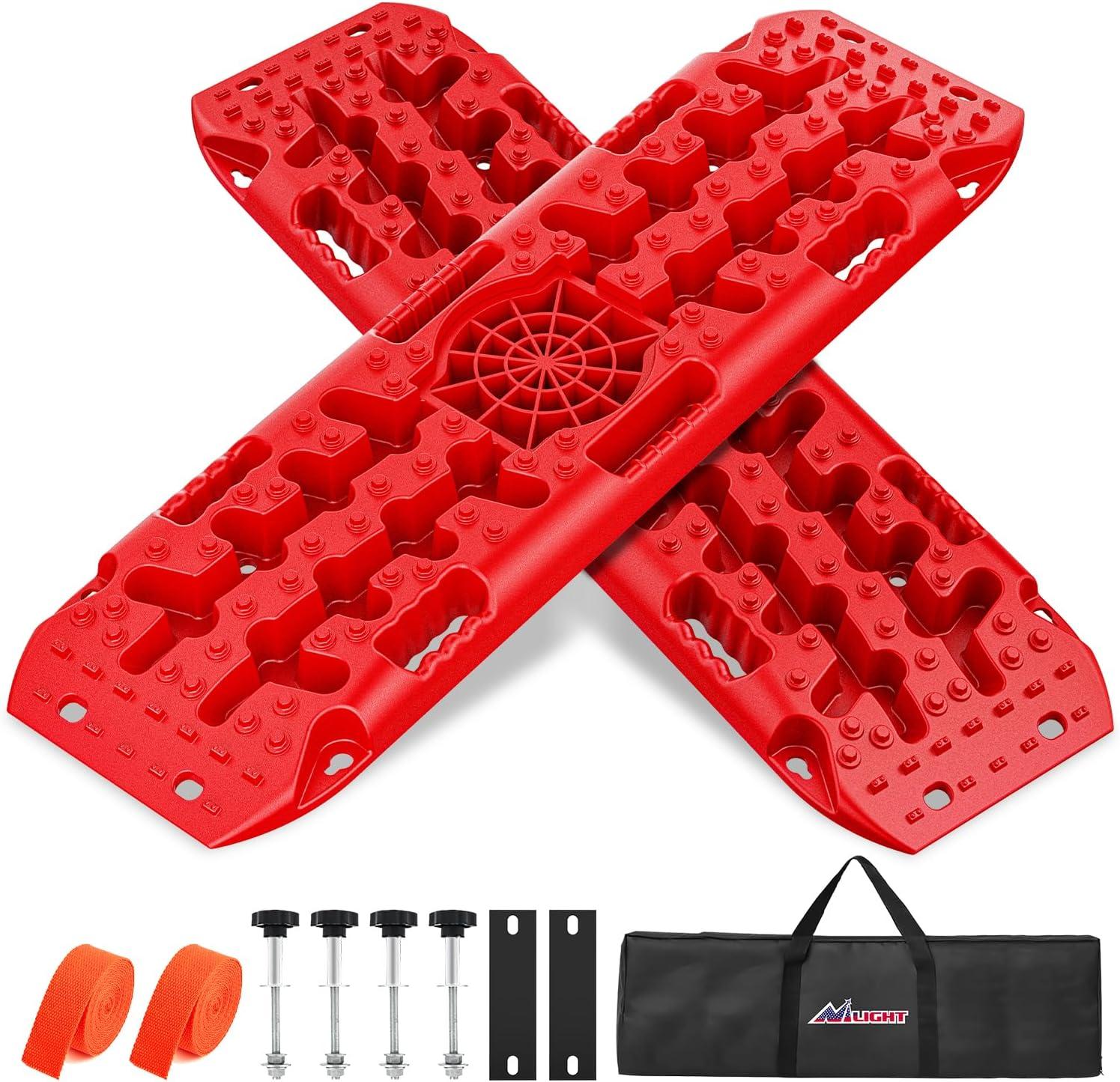 image:imageNilight Recovery OffRoad Traction Boards 2Pcs 43L x 133W with Yellow Teeth for 4WD 4X4 Mud Sand Snow Includes 2PCS Mounting Kit amp Carry Bag GreyRed